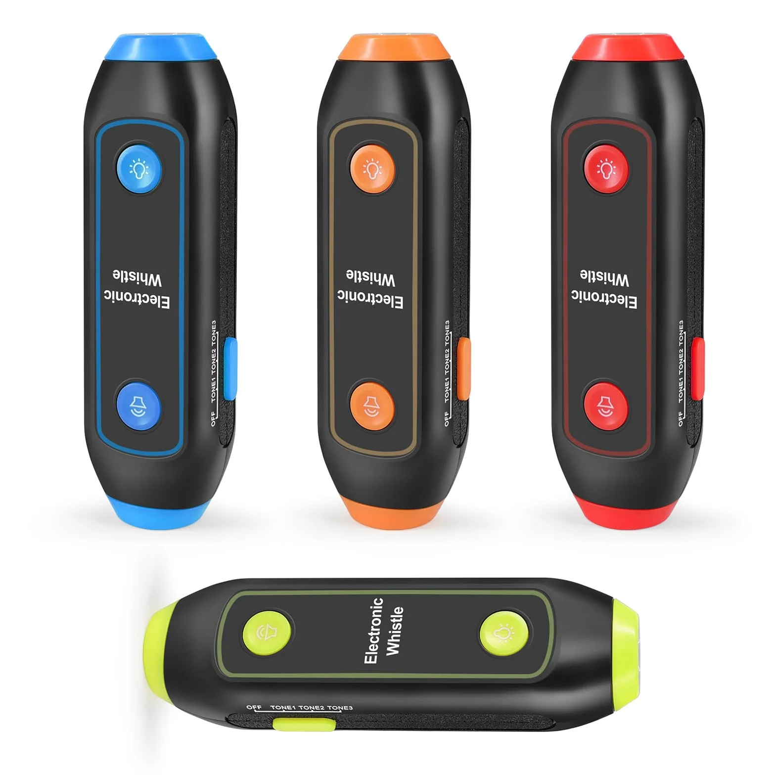Eujgoov Silbato de árbitro Electrónico 3 Tonos Ajustables Silbato sin Contacto de 120 DB con Linterna LED y Luz Estroboscópica SOS para Emergencias Deportivas Al Aire Libre