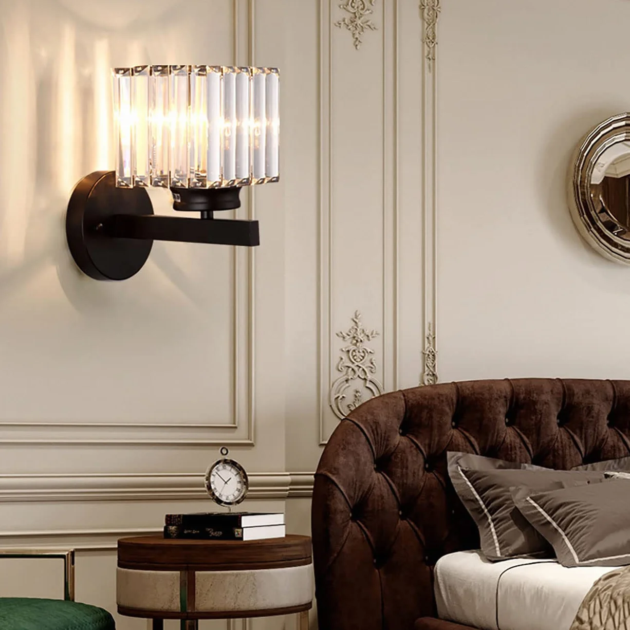 Lámpara de pared retro de cristal negro E27 para interior, salón, dormitorio