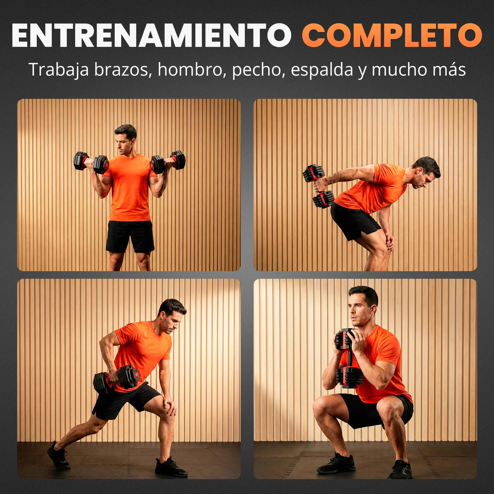 JUPPLIES Mancuerna Ajustable Hasta 24 kg – Pesas Regulables 15 Niveles 2–24 kg con Ajuste Rápido, Bloqueo de Seguridad y Base Antideslizante, Ideal para Entrenamiento en Casa o Gimnasio