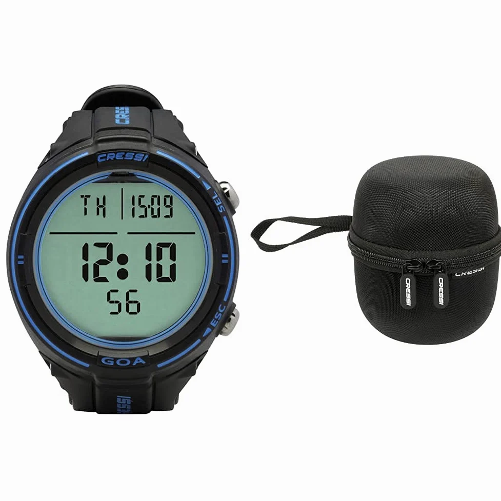 Cressi Goa Ordenador De Buceo, Unisex, Negro/Azul, Talla Única + Watch/Computers Protective Case Bolsa De Ordenador, Negro, Uni