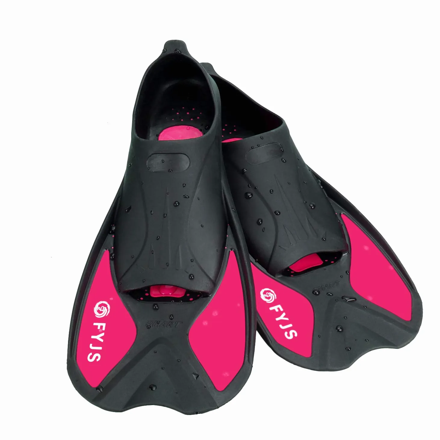 Aletas de natación cortas, tamaño de viaje, con bolsa de transporte de malla para adultos hombres y mujeres, S(MENS:5-6;WOMENS:6-7), Rojo rosa