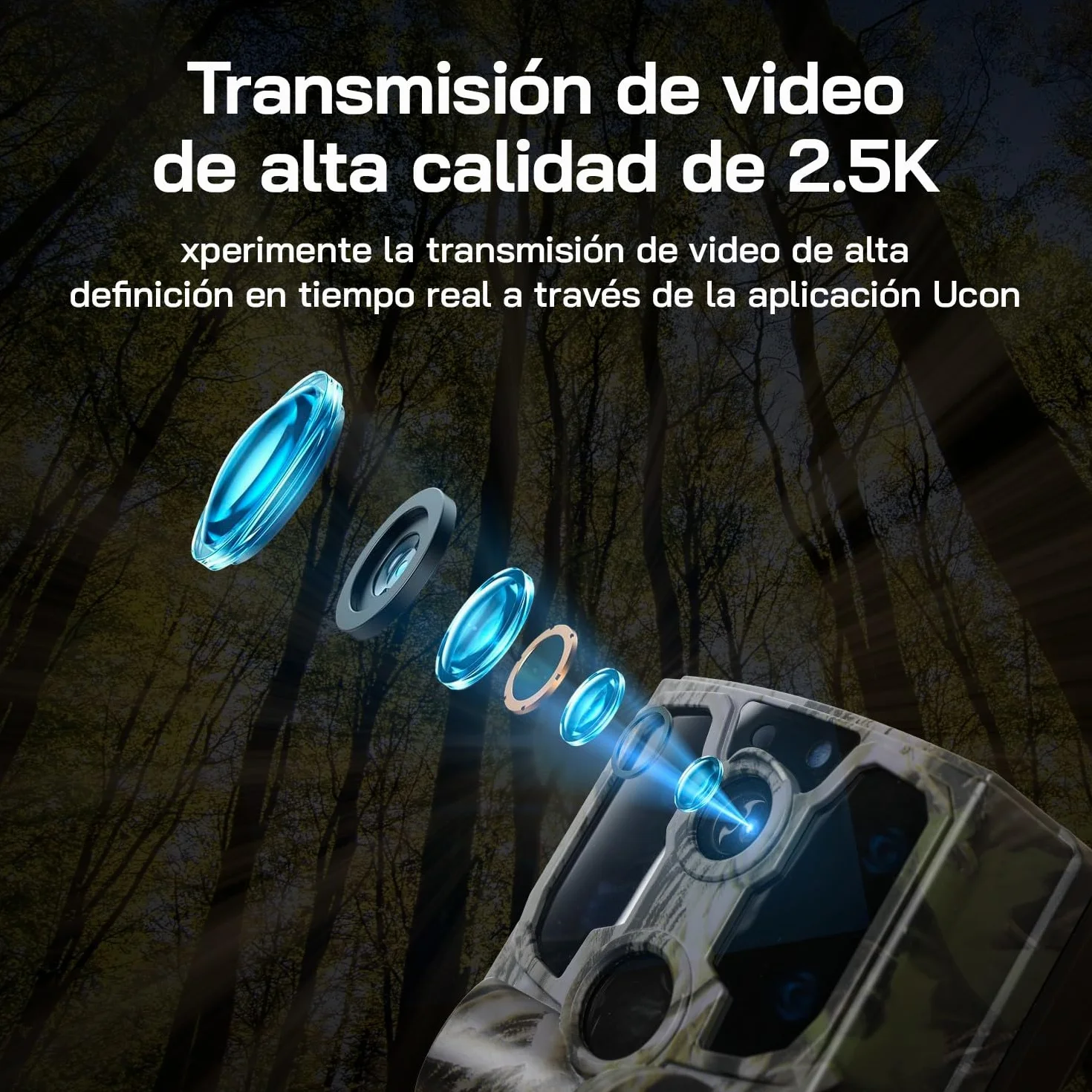 WOLFANG Cámara de Caza Solar, 4G LTE Camara Fototrampeo 2.5K con Detección PIR Nocturna por Infrarrojos Invisible, Alerta, Audio Bidireccional, IP66 para Vida Silvestre y Monitoreo de Seguridad