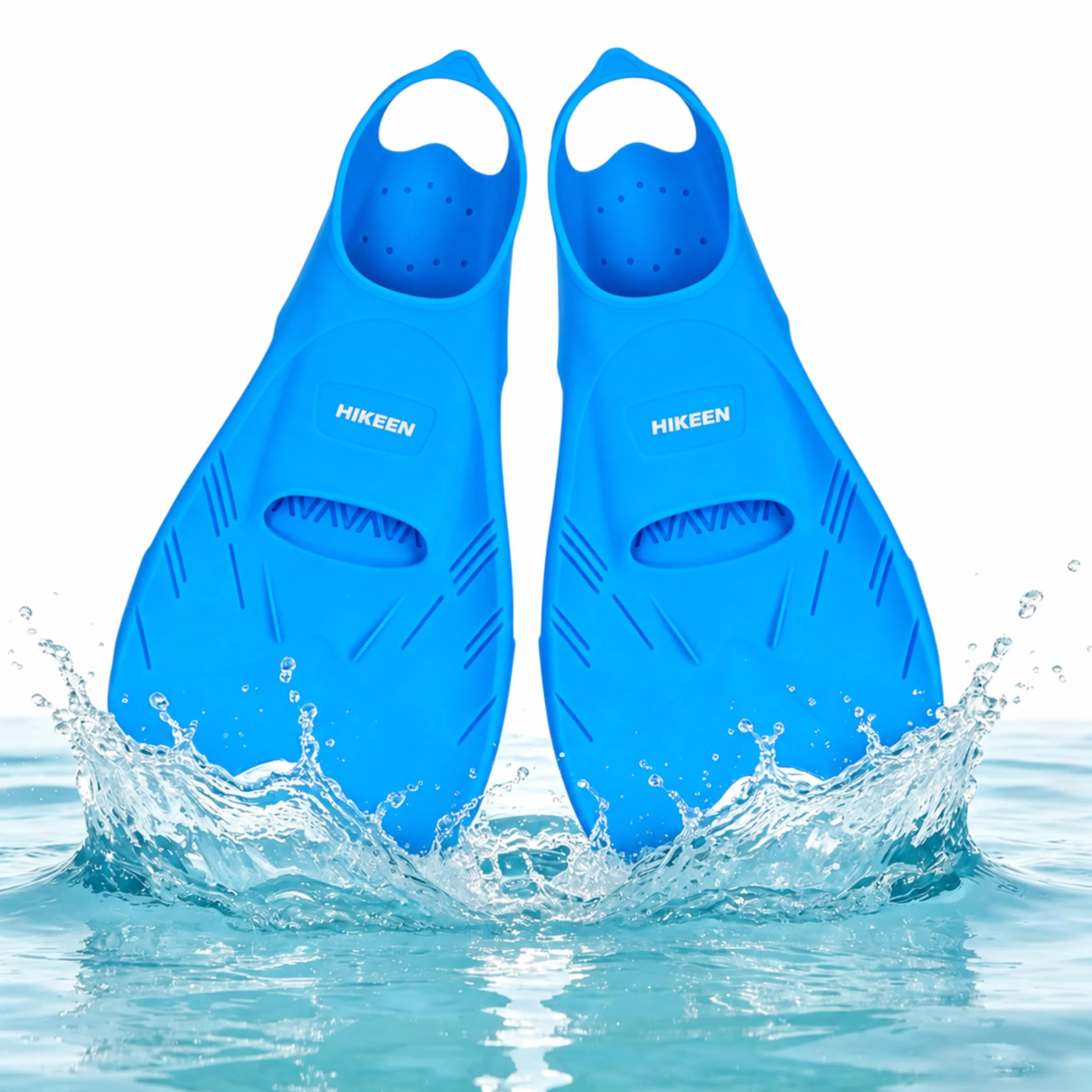 Hikeen Aletas Natacion Piscina de Talón Abierto: Aletas Cortas Natacion Silicona Pura para Adultos Jóvenes, Aletas Buceo Aletas Snorkel Punta Abierta Baja Resistencia, Incluye Bolsa de Malla