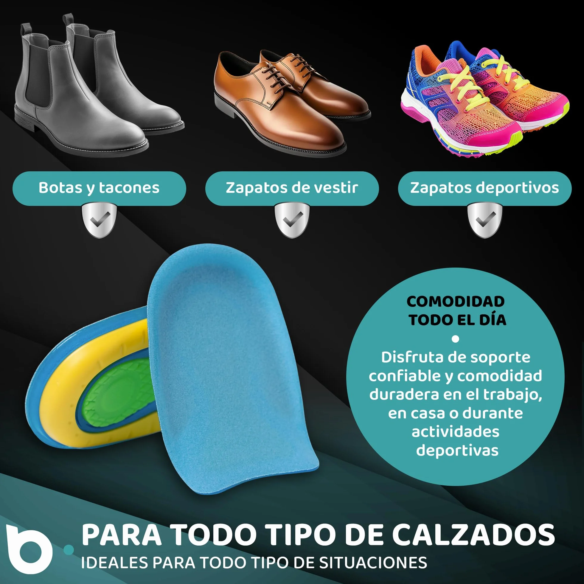 Taloneras de Silicona MEGAPACK 3 pares (6 Uds) para Fascitis Plantar y Espolón Calcáneo - Plantillas de Talón Gel Talla 40-47