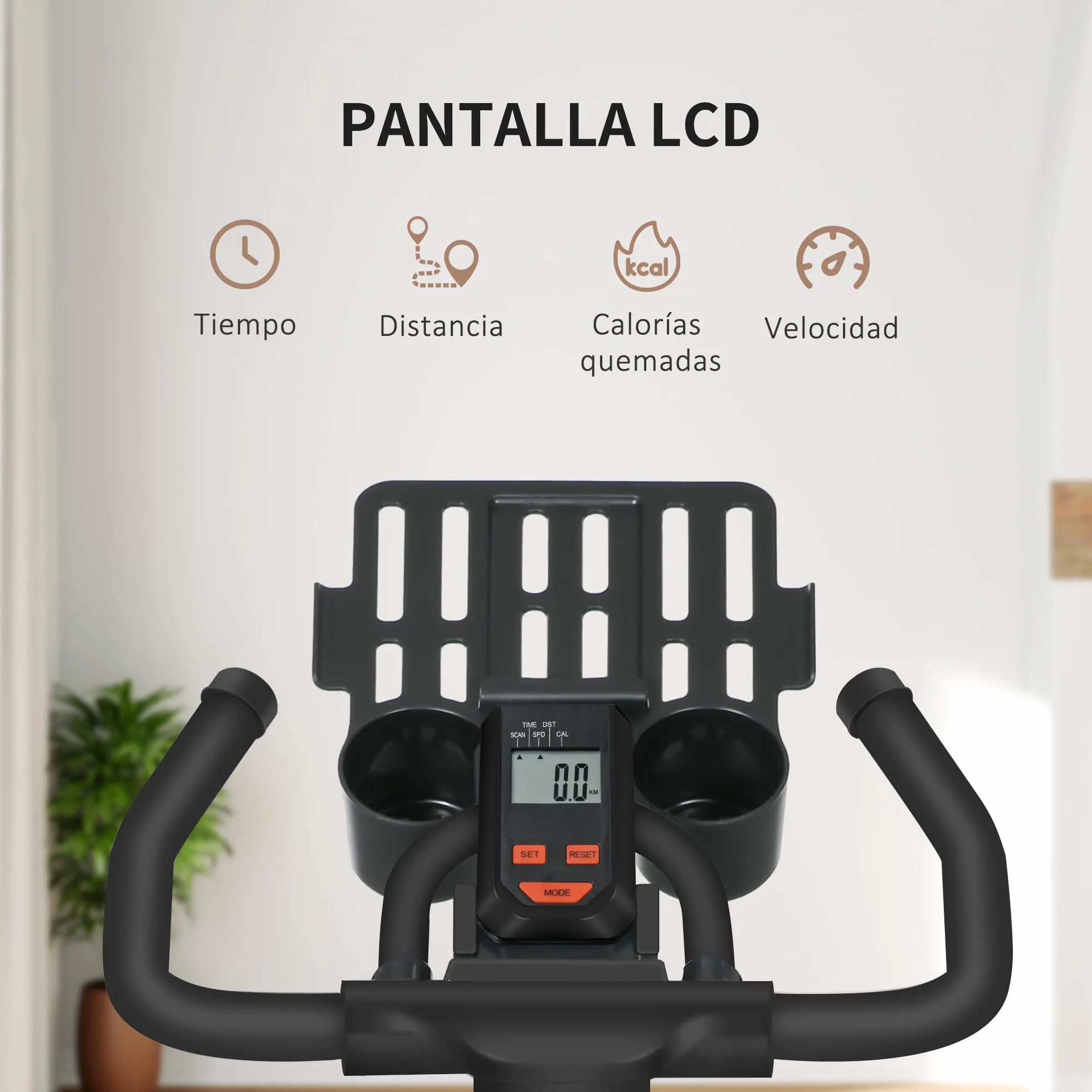HOMCOM Bicicleta Estática con Resistencia Regulable Bici Estática Bicicleta de Fitness con Volante de Inercia 8 kg Pantalla LCD Manillar y Asiento Ajustable para Casa Gimnasio Azul