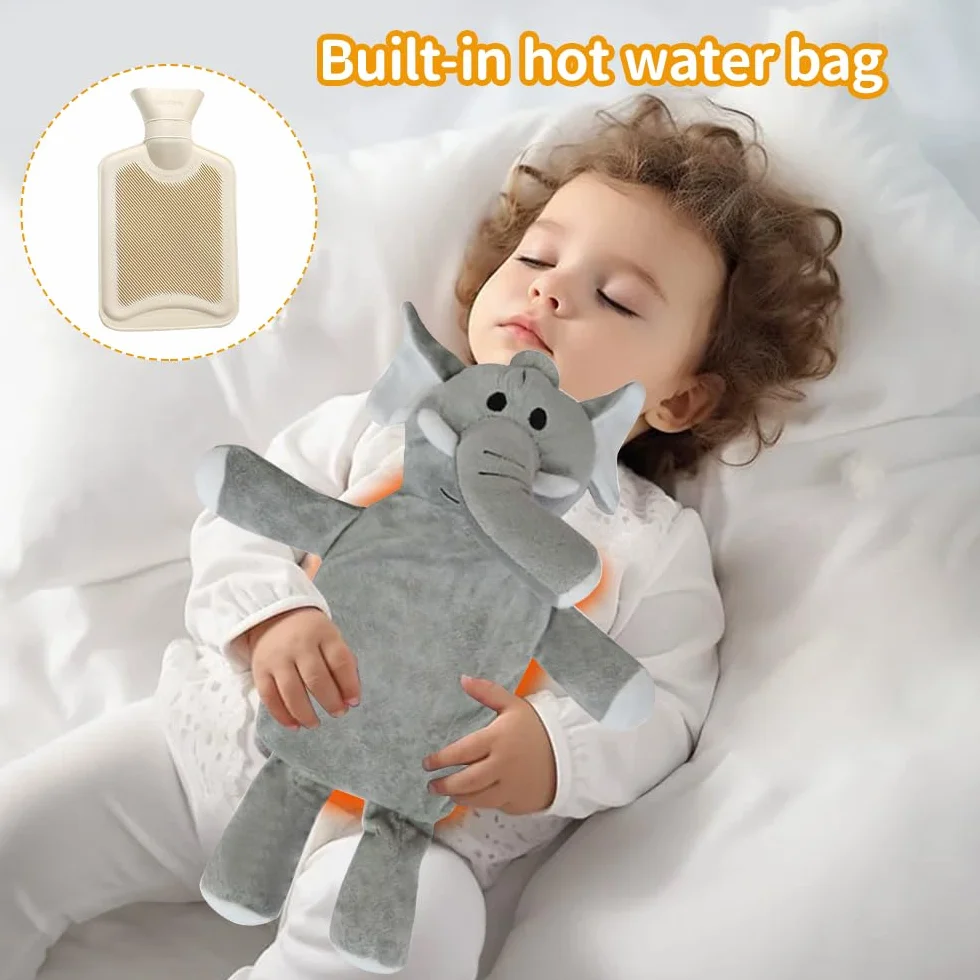 Bolsa Agua Caliente Peluche 1 Litro Elefante Desmontable Lavable Prueba Explosiones