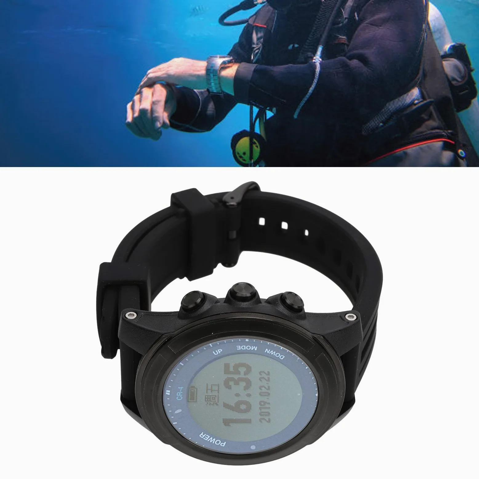 Reloj con Computadora de Buceo Resistente Al Agua 100 M, Computadora Portátil para Buceo Multifunción, Pantalla LED, Correa de Silicona