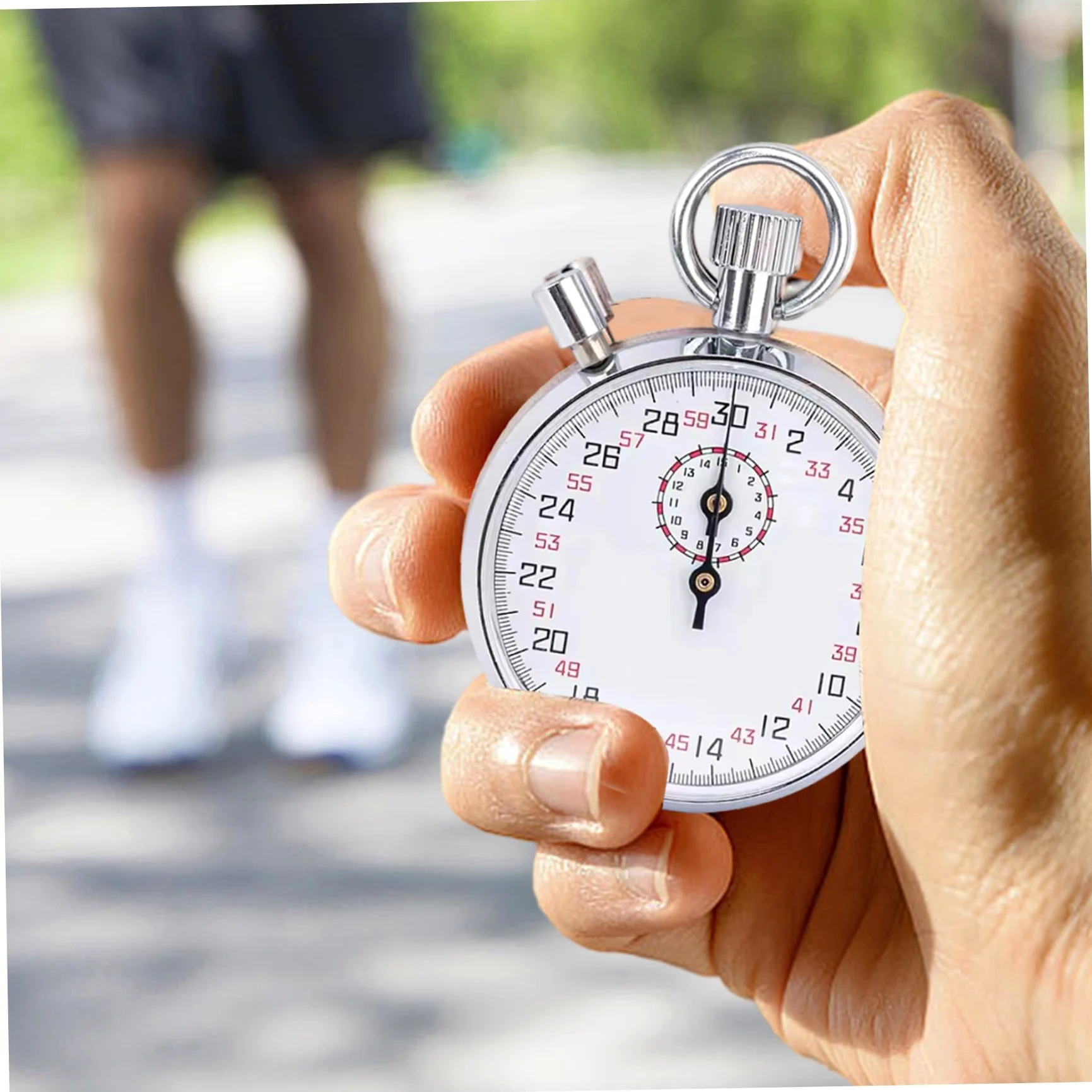 Cronómetro mecánico Cronómetro analógico de Acero Inoxidable de 30 Segundos con Pausa Temporizador portátil para Correr, Entrenar y experimentar.