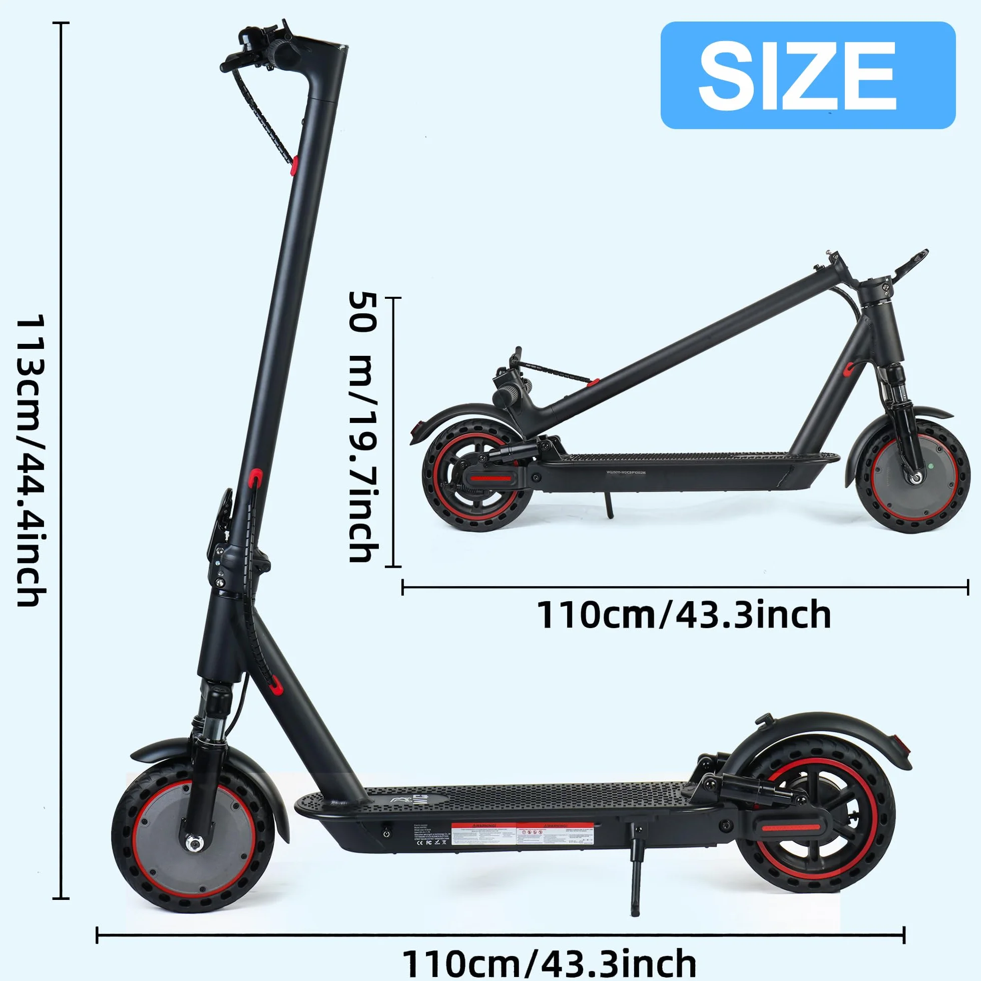 Patinete eléctrico Plegable para Adultos, neumáticos de 8.5"/10", 4 amortiguadores, Capacidad máxima de 30-45 kilómetros, Control de Aplicaciones