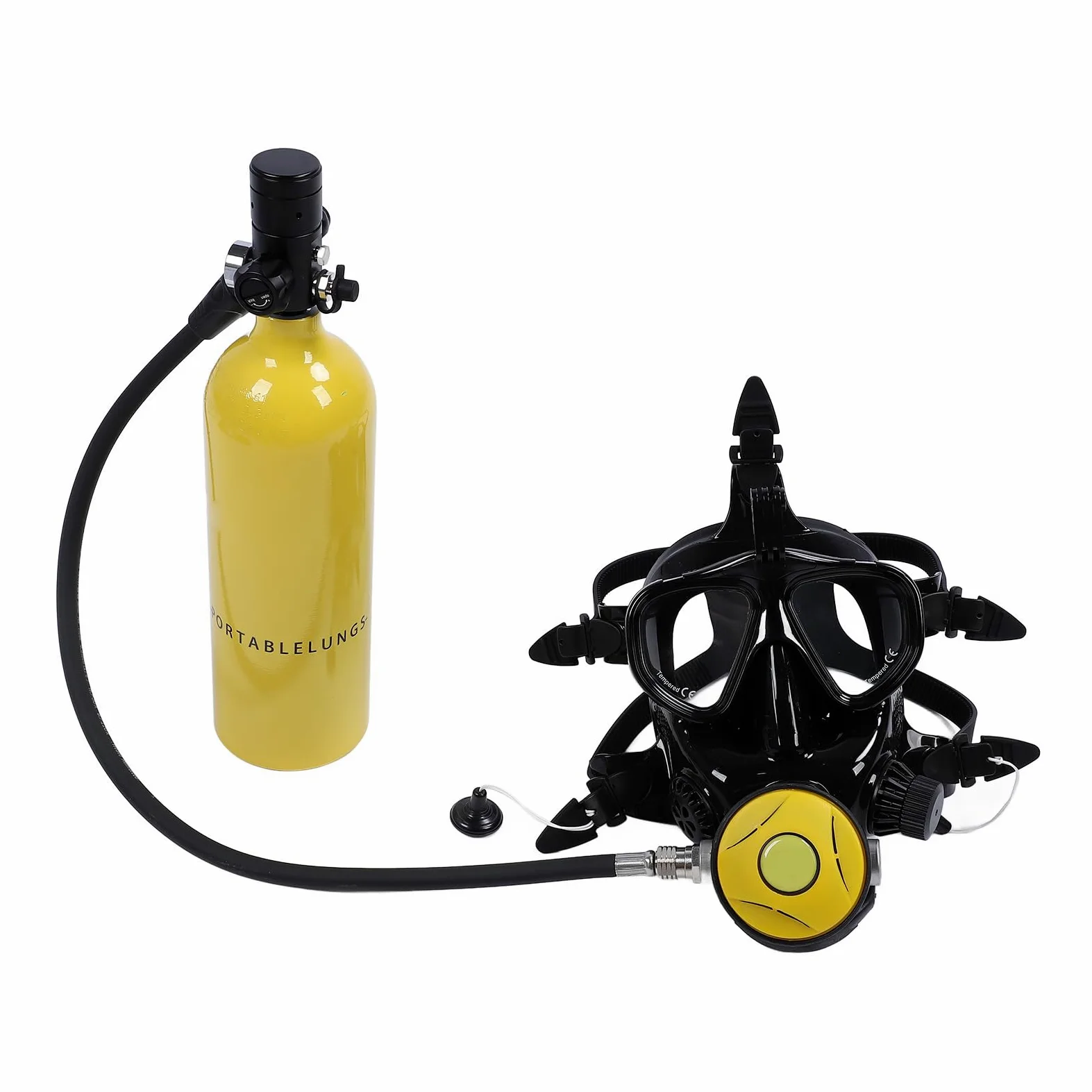 DIDEEP - Mini tanque de buceo con gafas de buceo de cara completa, tanque de oxígeno portátil de 1 litro y equipo de esnórquel para los entusiastas de la exploración submarina y el esnórquel