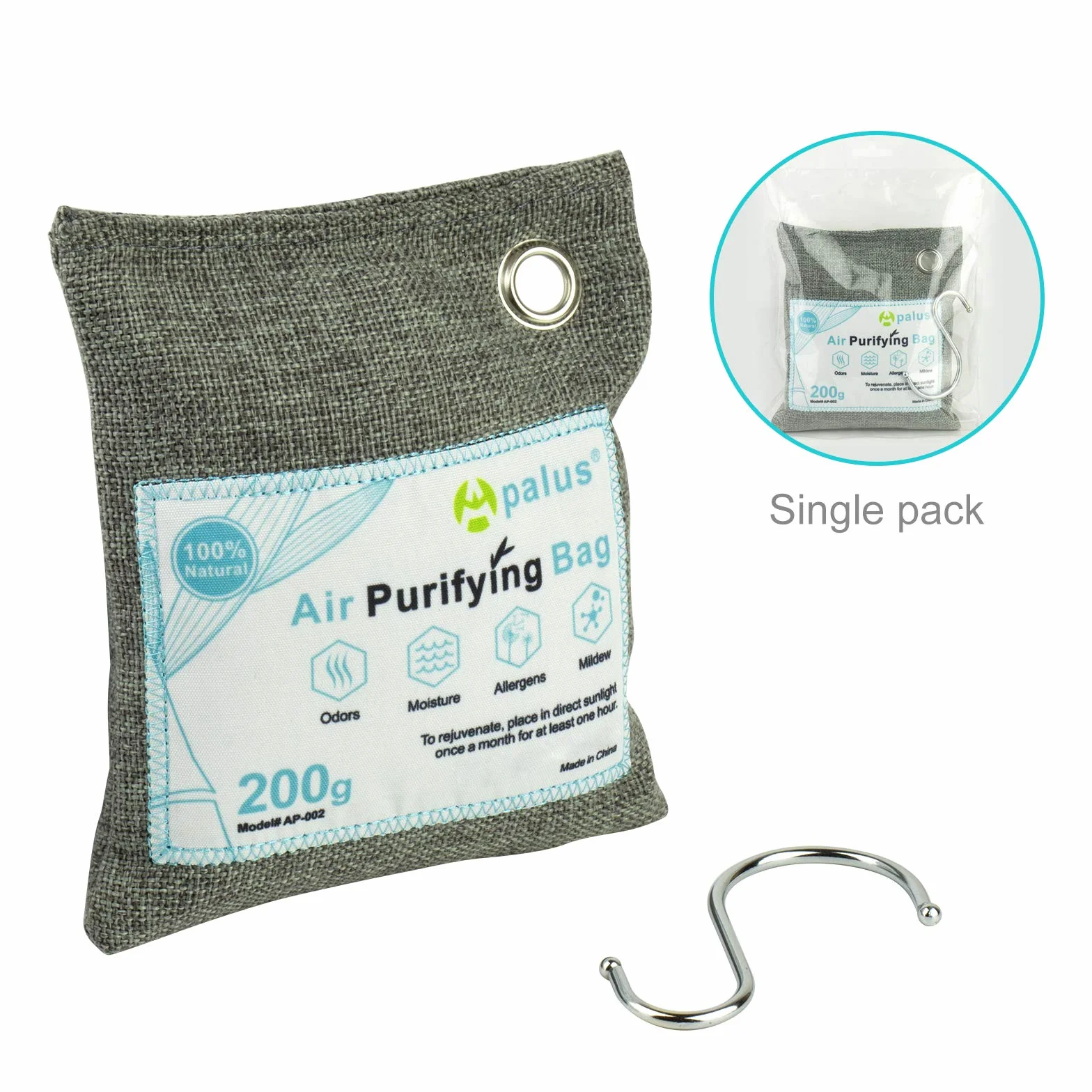 Apalus Bolsa de Carbón Activo de Bambú Deshumidificador Purificador de Aire 200g