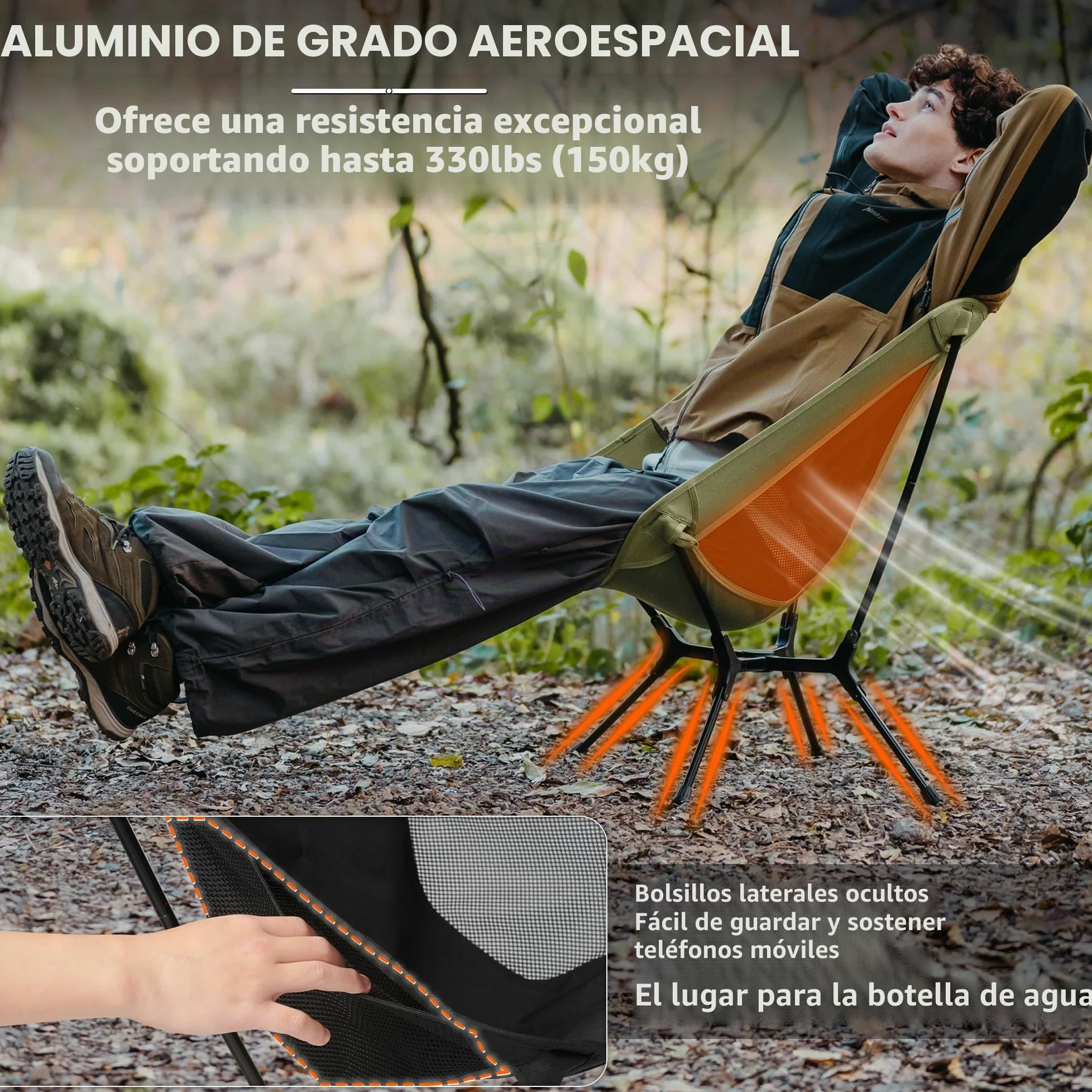 Naturehike Silla plegable de camping plegable ultracompacta, tamaño pequeño y diseño robusto para camping, picnic y actividades al aire libre senderismo