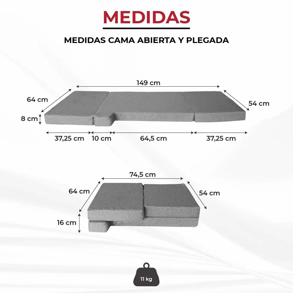 Colchón Plegable para Volkswagen VW T4, T5, T6 y T6.1 Transporter, Multivan, Caravelle, California Beach, Eurovan, Ocean, Camper Van