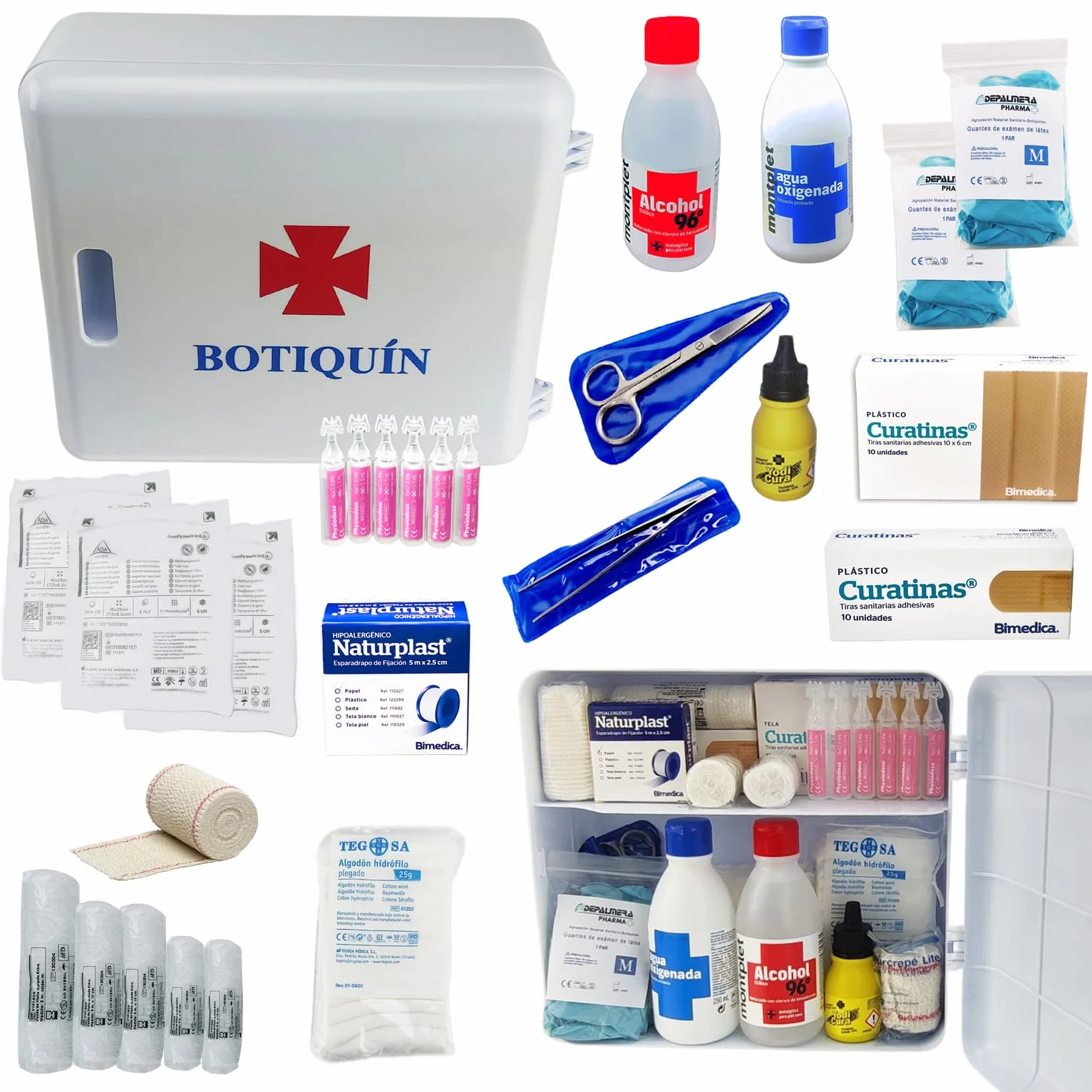 Botiquin de Primeros Auxilios Homologado 27x10x25 cm Armario Pared Material Sanitario