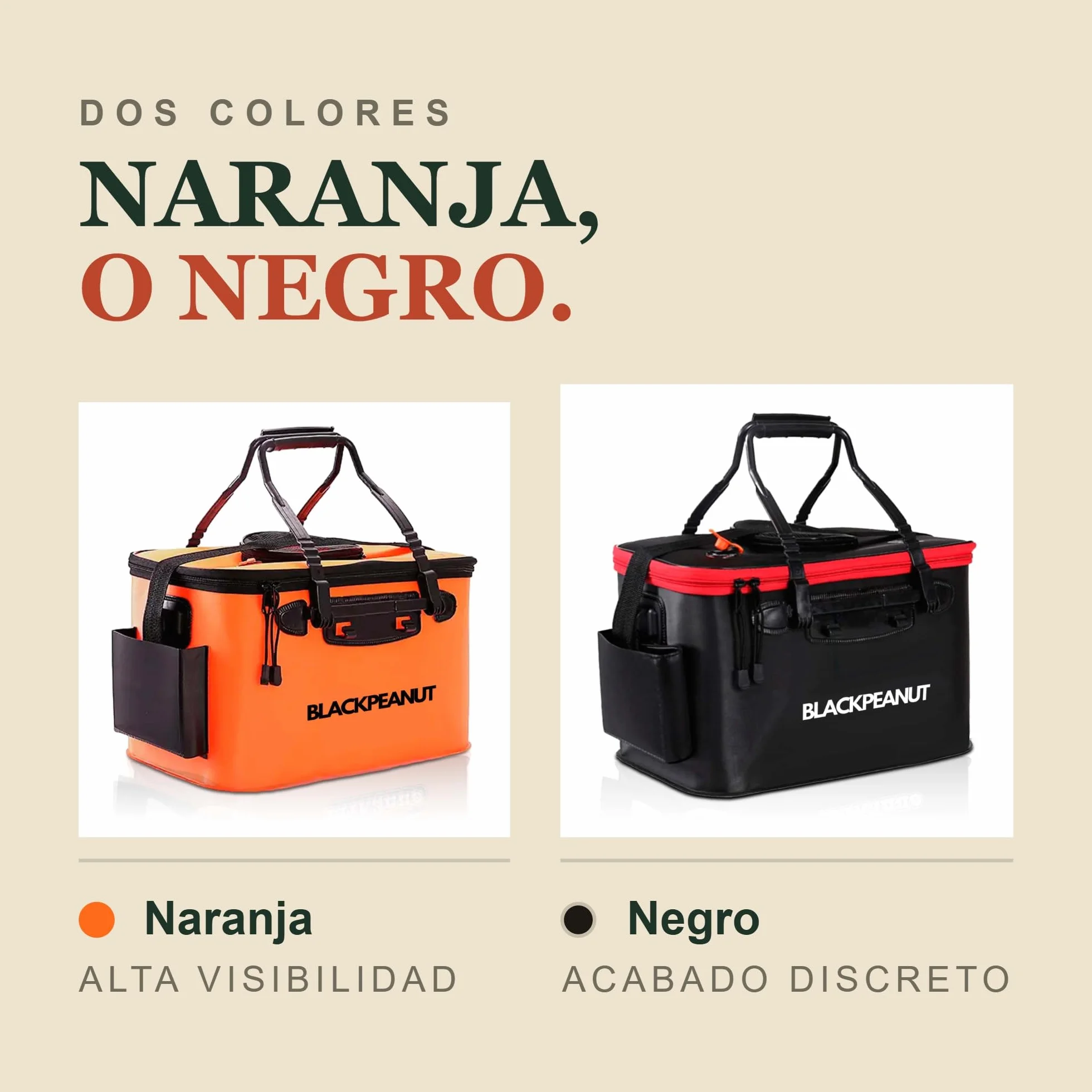 Cubo de Pesca Plegable 30L Negro Stealth – PVC 1 mm Resistente al Agua – Vivero Cebo Vivo – Carpfishing, Surfcasting y Spinning – Mar y Río – Asas + Bandolera