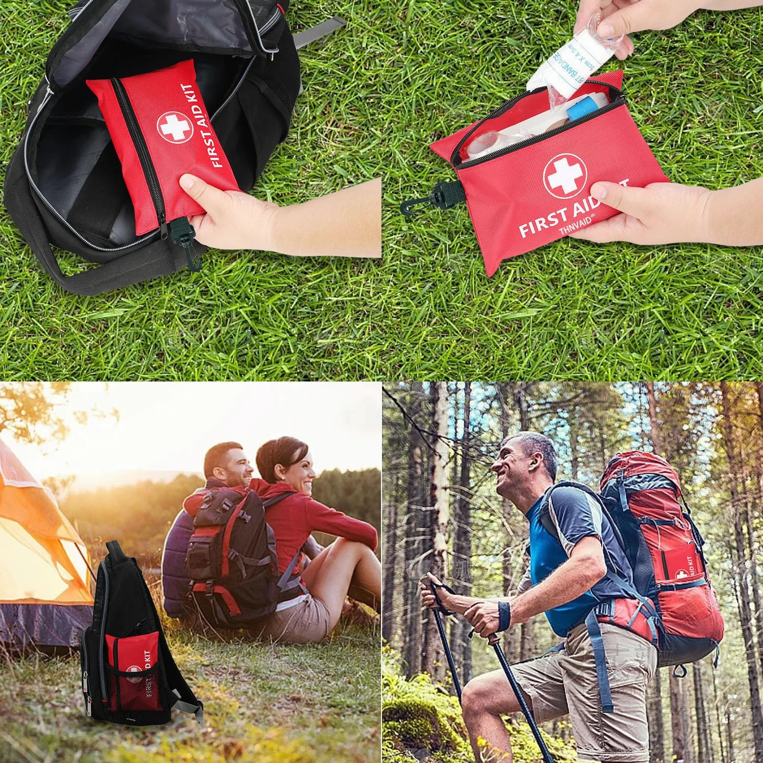 Mini botiquín de primeros auxilios – Kit de primeros auxilios pequeño de 147 piezas, con hebilla giratoria, ideal para coches, escuelas, deportes, hogares, viajes, camping, senderismo