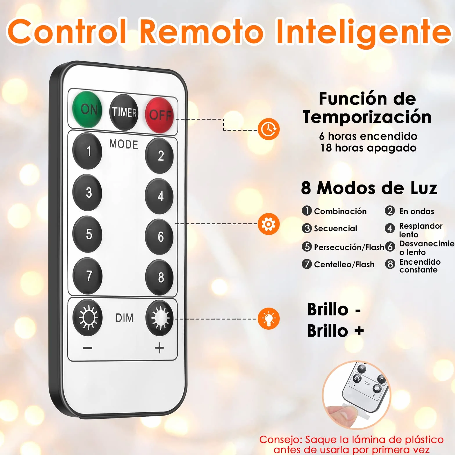 Cortina de Luces 3x3M 300 LED Navidad Blanca Cálida 8 Modos Anpro