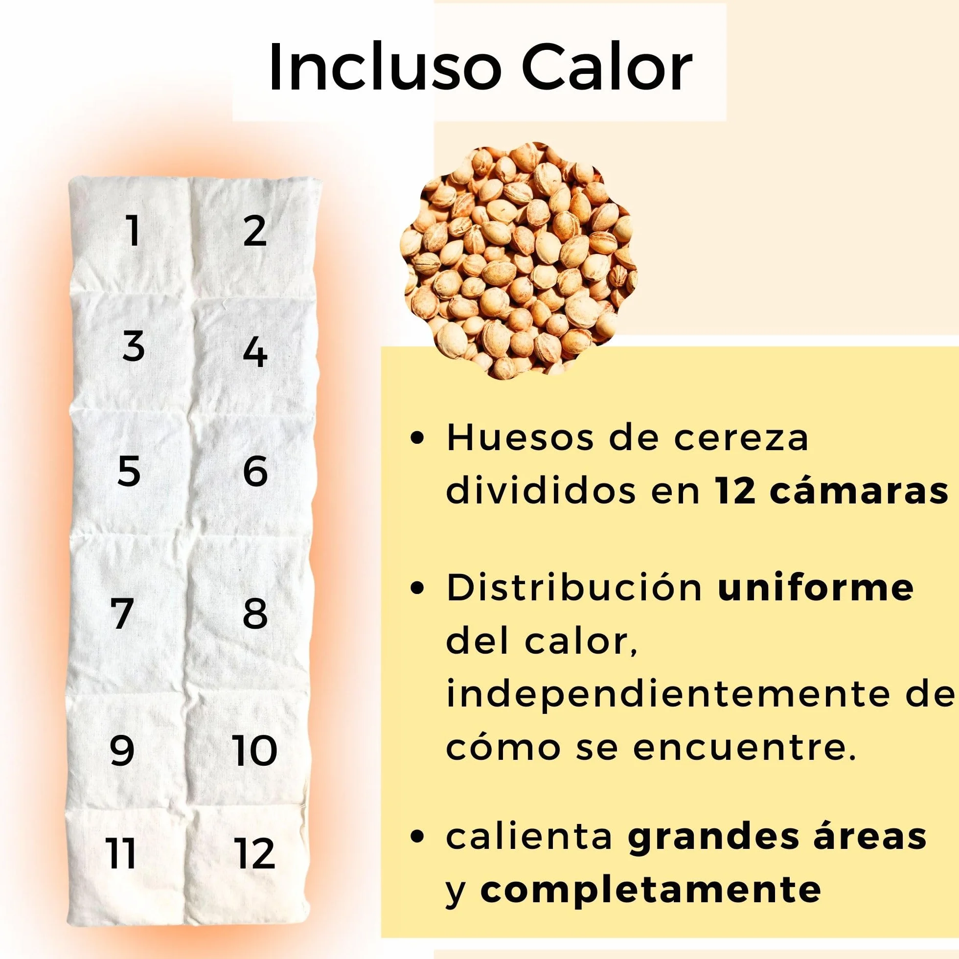 Saco Termico Semillas Huesos Cereza 60x20 cm XXL OEKO TEX Gris N