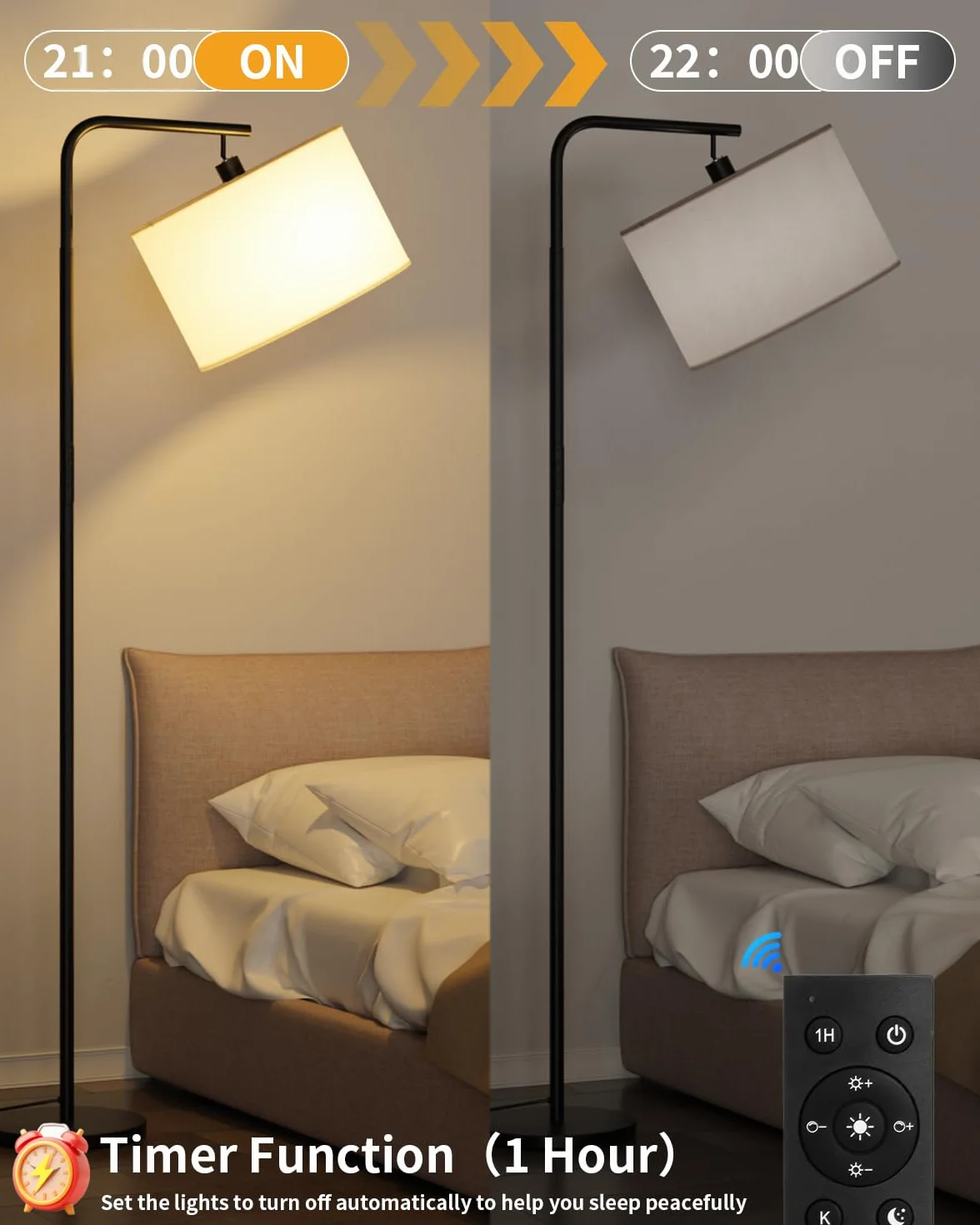 Lampara de Pie LED 8W Regulable 11 Temperaturas Control Remoto Salon Estudio Dormitorio