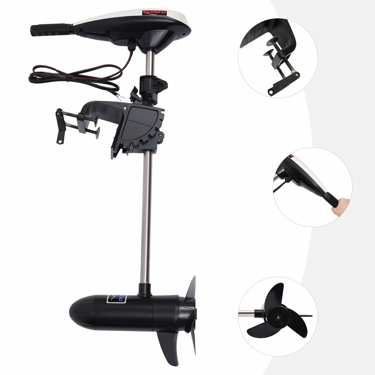 Motor fueraborda para barcos eléctricos, 12 V, 45 LBS, inflables, kayak, canoa y bote