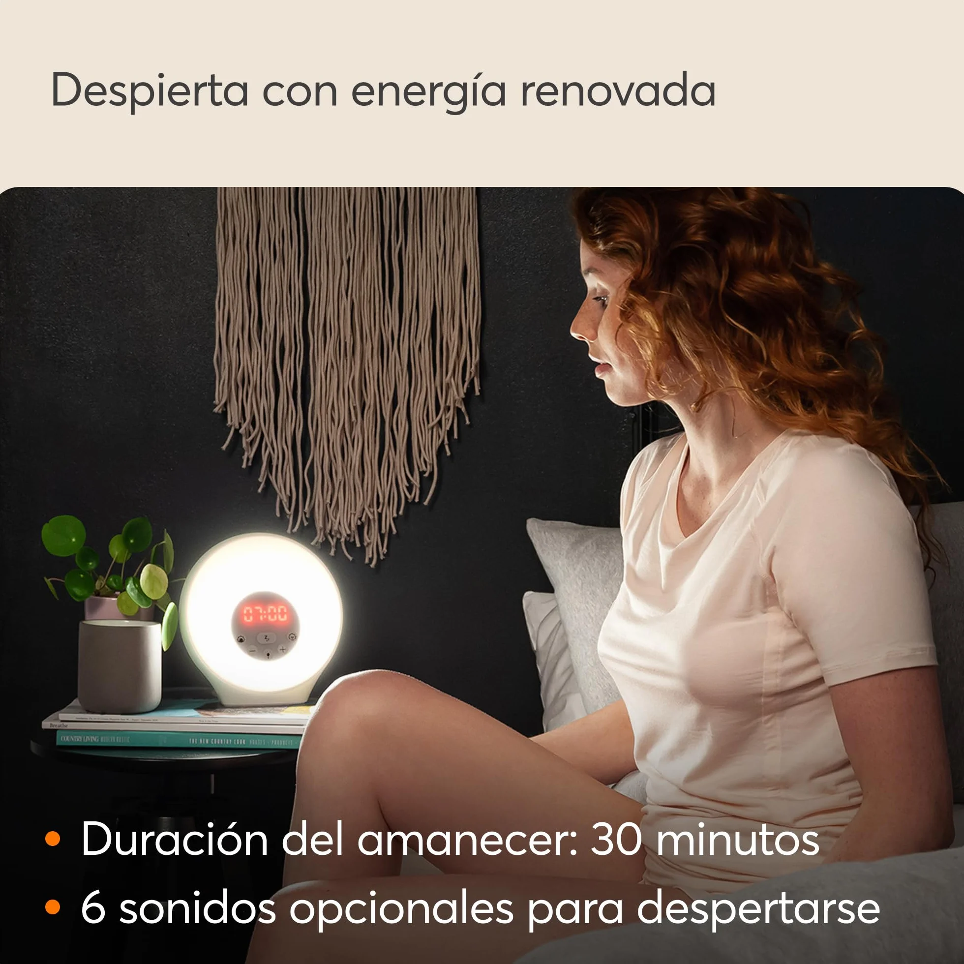 Lumie Sunrise Alarm, Despertador con Luz Amanecer y Anochecer Graduales, 5 Sonidos, 6 Colores