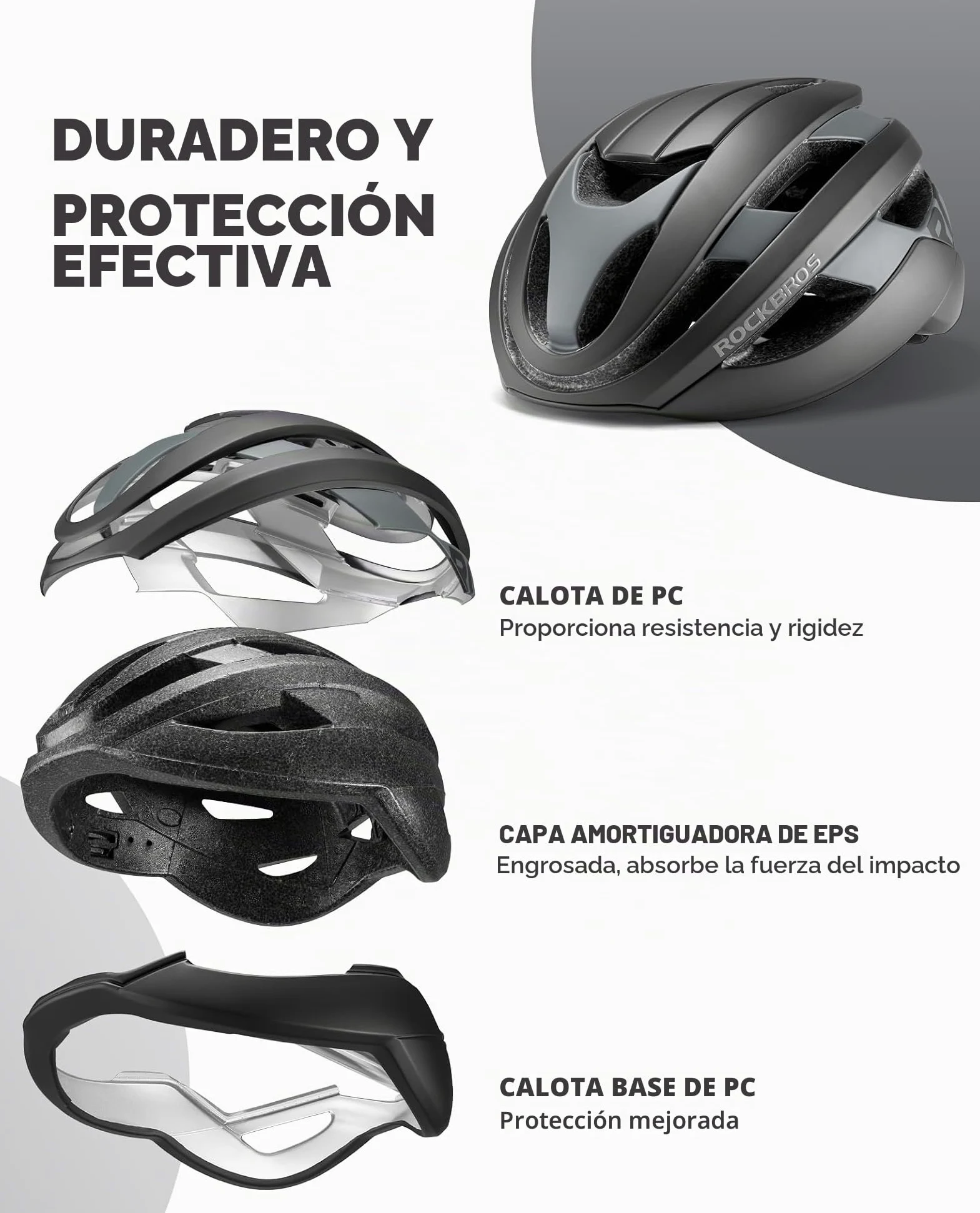 ROCKBROS Casco Bicicleta Adulto para Hombre Mujer, Casco Ligero con 2 Forros Desmontables, Casco de MTB Carretera Urbano Ciclismo