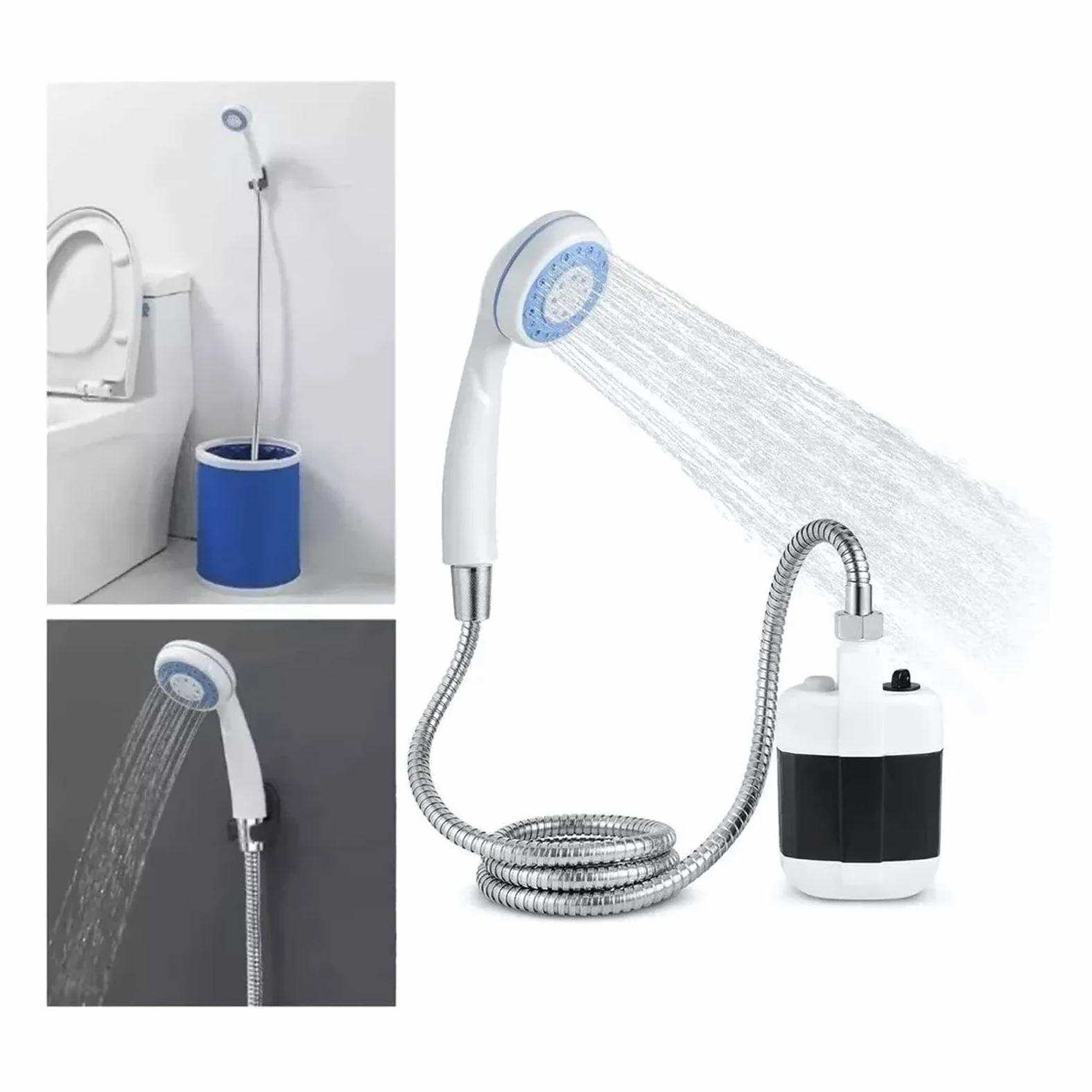 Tyenaza Ducha para Acampar, Ducha Portátil ABS Bomba De Ducha para Acampar con Batería Eléctrica para Acampar, IR De Excursión, Viajar