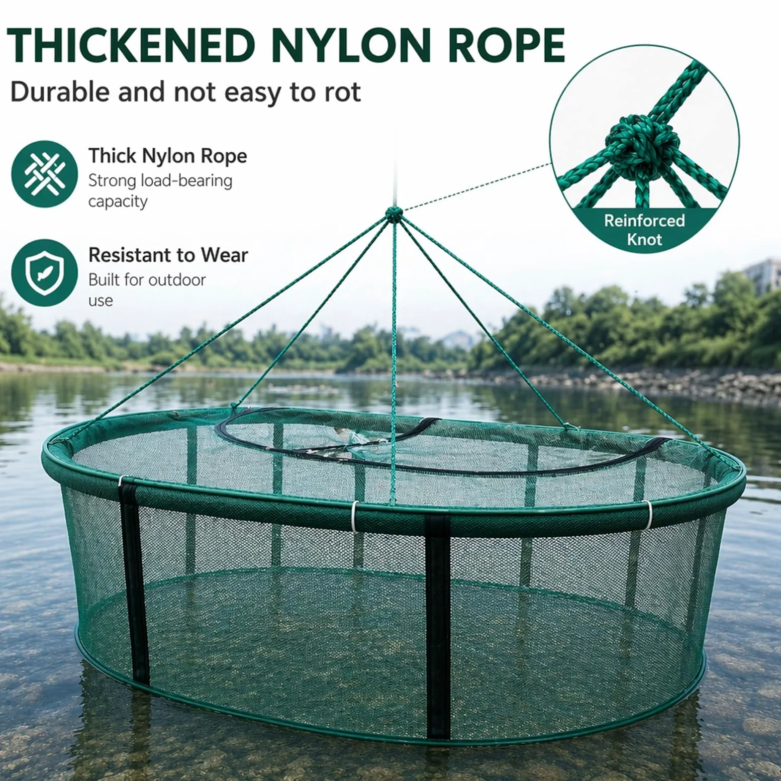 Jaulas de Red para acuicultura en estanques, Gran Resistencia | Flotantes y plegables, malla de 3 mm de grosor, ideales para la cría en estanques y la pesca deportiva
