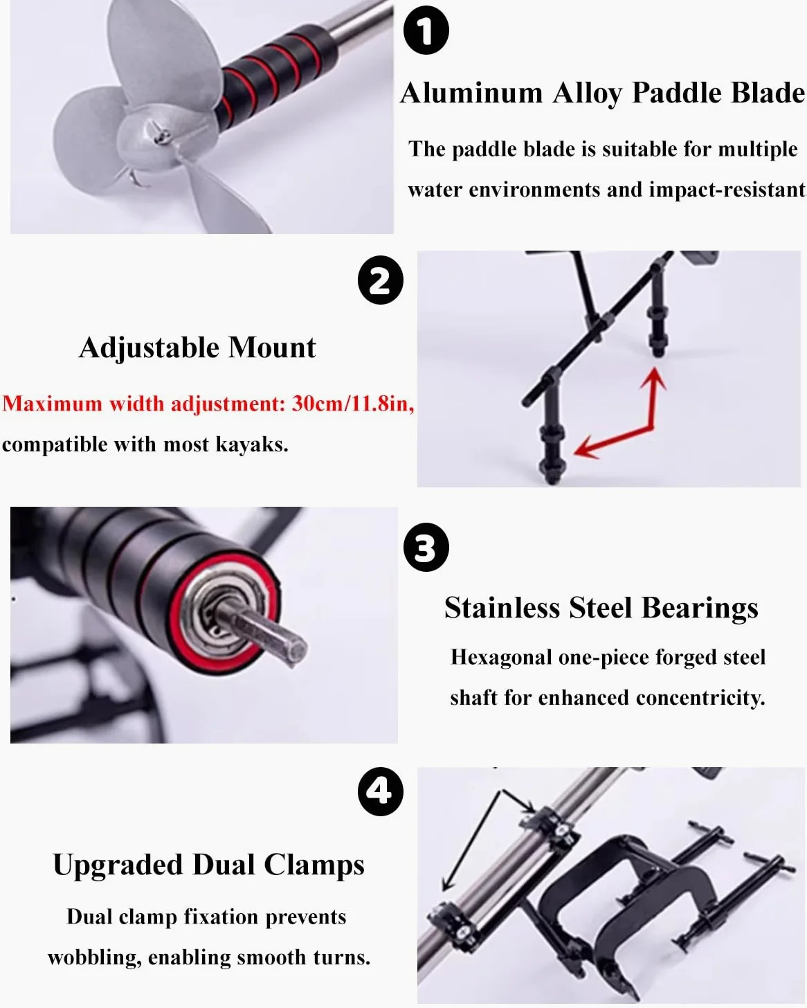 Motor Fueraborda Hélice Portátil para Taladro de Kayak, Motor Fueraborda para Bote de Emergencia con Manija y Soporte, Kit de Motor de Pesca de Arrastre para Tabla de Paddle Surf Montado(L)