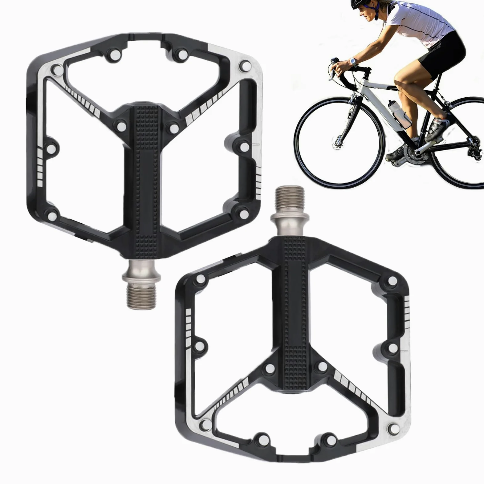 Pedales De Carretera | Rodamientos Suministros De Ciclismo Ligeros | Pedales Con Puntas Antideslizante | Para Hombres Mujeres Entrenamiento Al Aire Libre Ejercicio Viaje