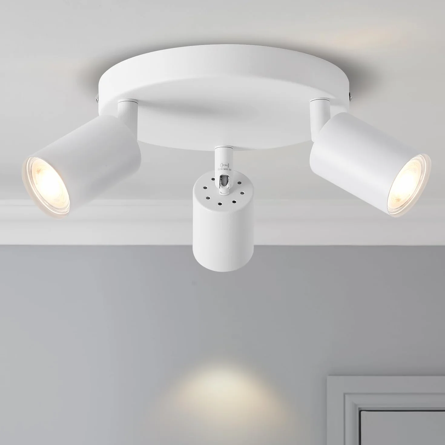 ANWIO Focos LED Interior Techo Ajustable 3 Focos LED Metal Blanco