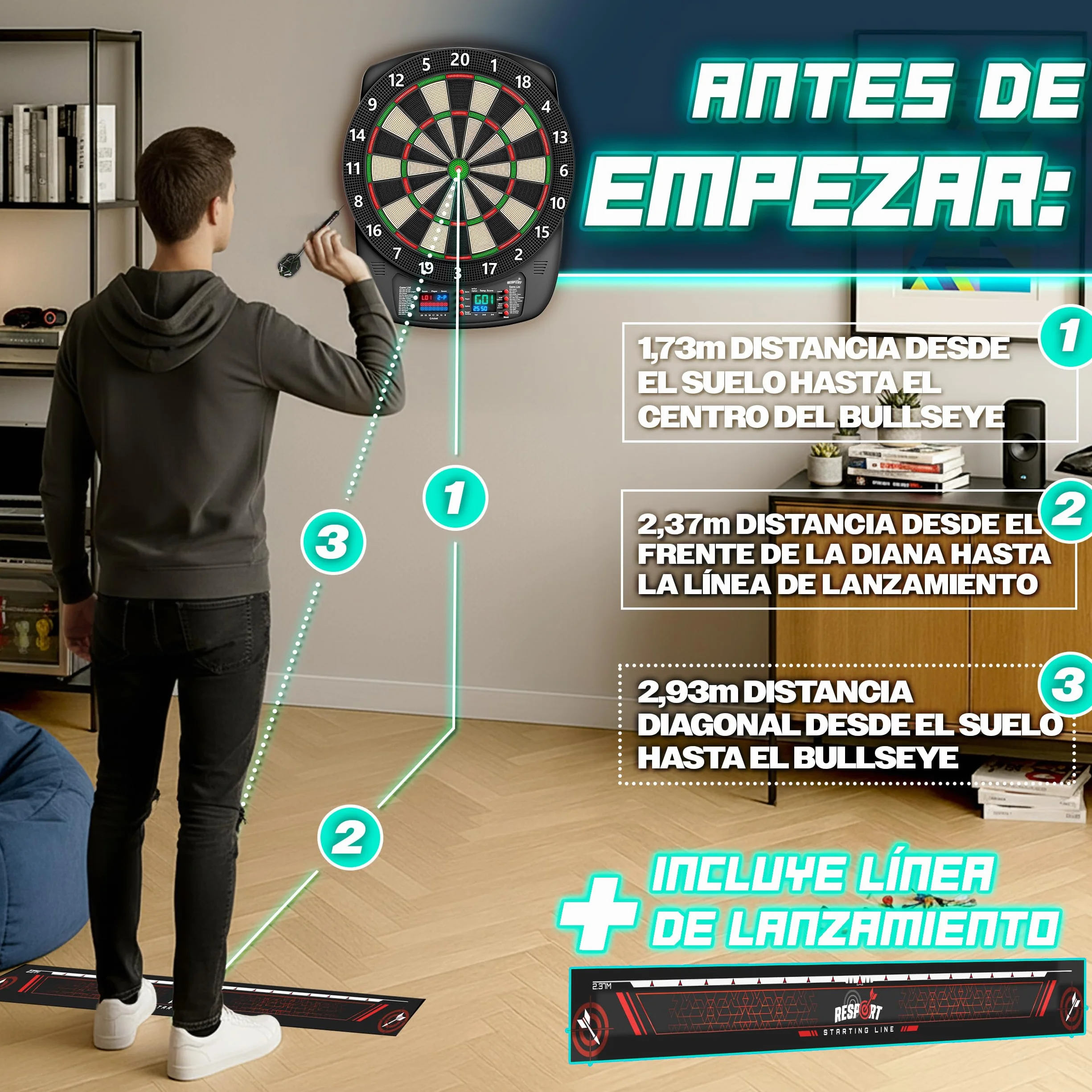 RE:SPORT Diana electrónica profesional 12 dardos 24 plumas Pro 100 puntas máquina de dardos electrónica 1-8 jugadores 427 variantes