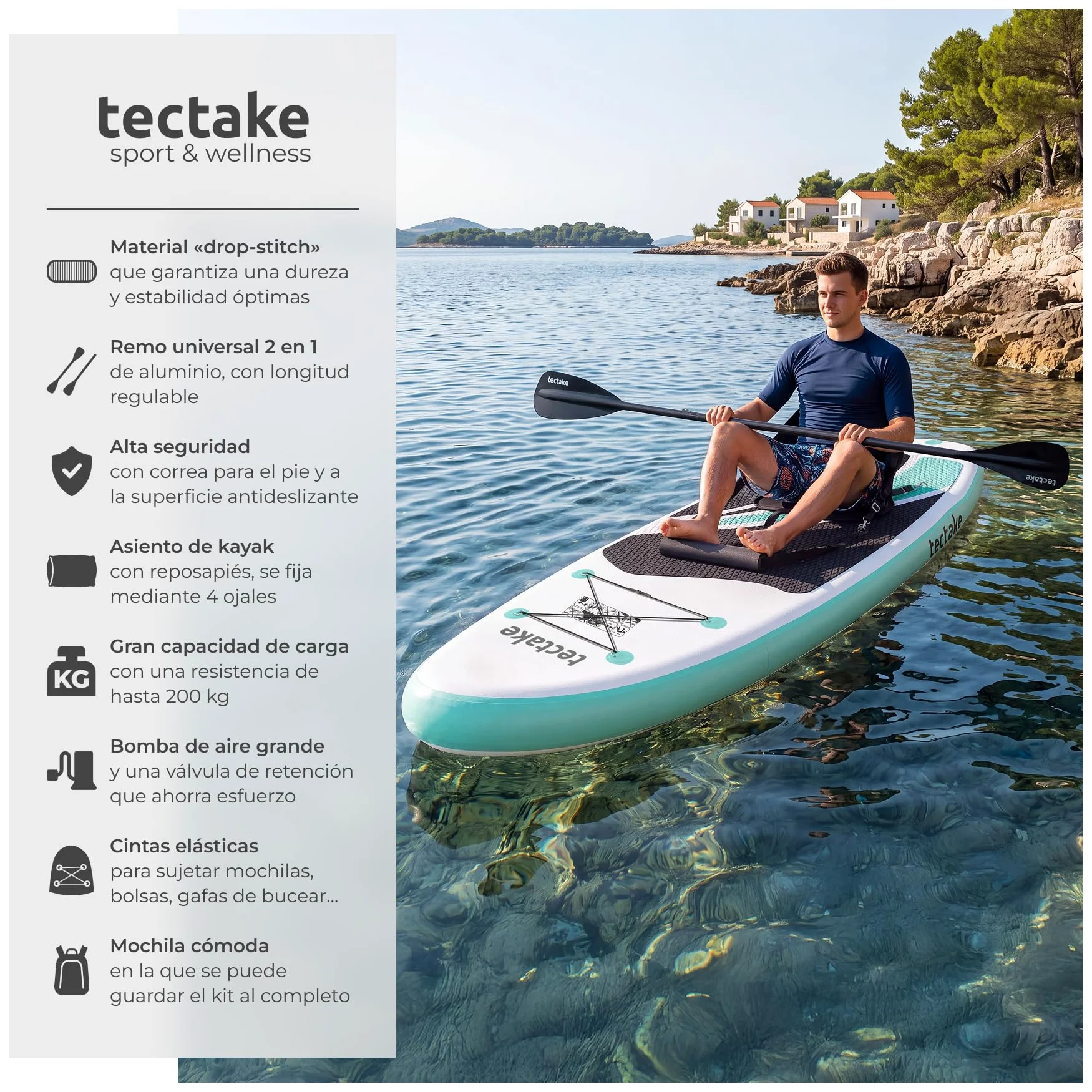 tectake® Tabla Sup Hinchable Kayak Convertible