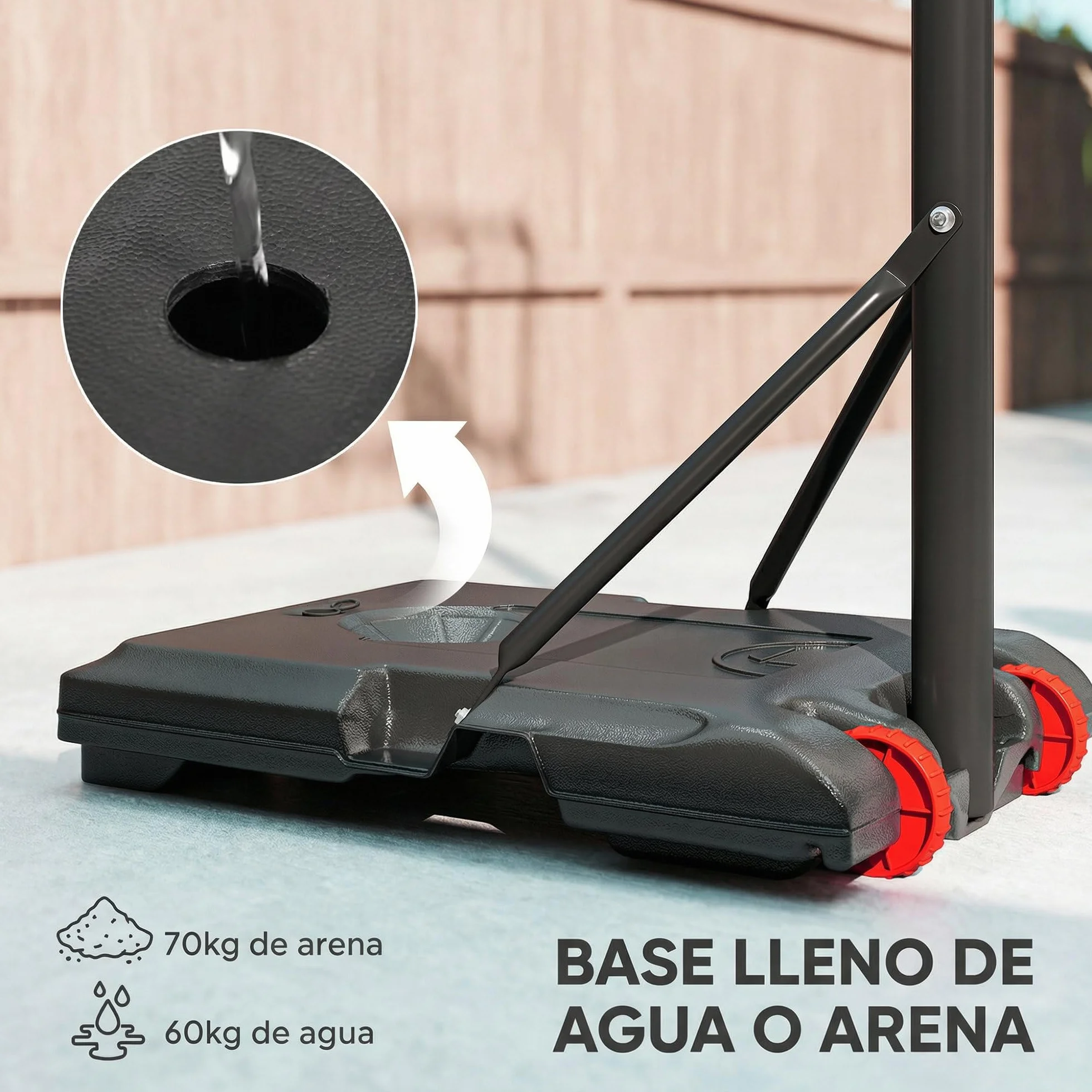 SPORTNOW Canasta de Baloncesto Exterior, Altura Ajustable 178-208 cm, Portátil con Tablero Irrompible