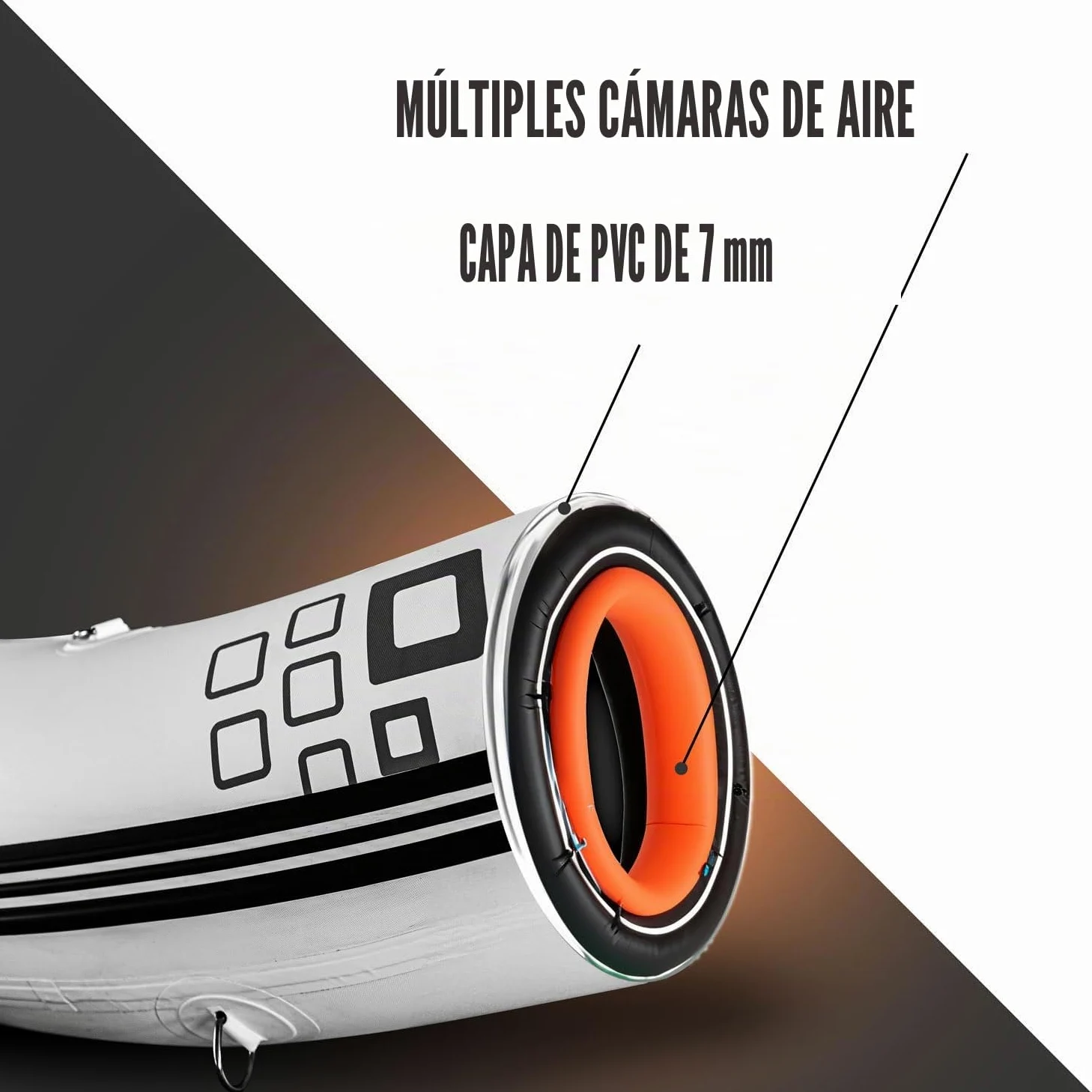 Slit 250 – Bote inflable/Tender 250 x 132 cm con 4 cámaras de aire y suelo de aire