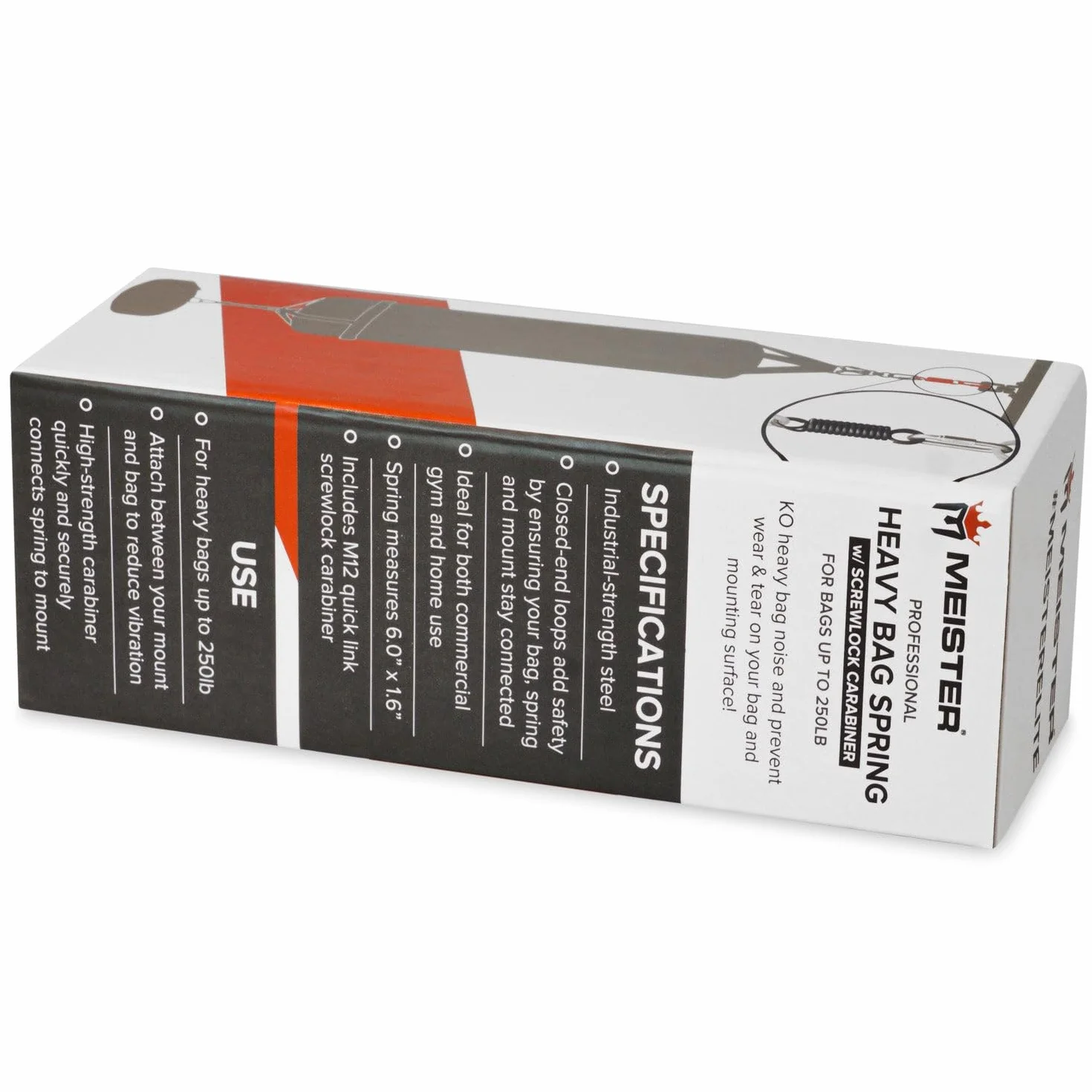 Meister Muelle Profesional para Sacos de Boxeo de hasta 250 Libras, Color Negro