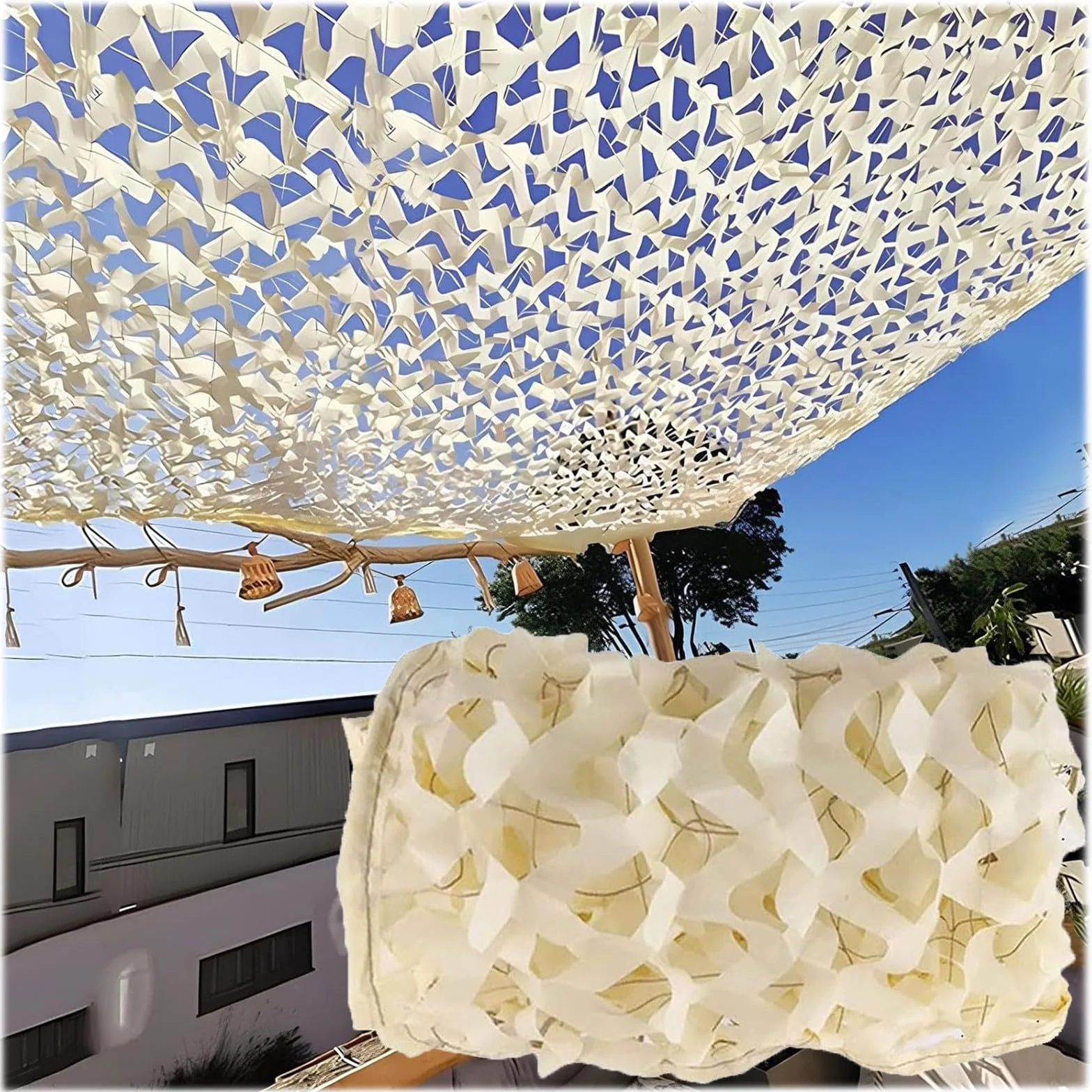 Red de Camuflaje para Parasol, 5x10m Red De Camuflaje para Caza Militar, 210D Tela Oxford Pantalla De Privacidad, para Decoración De Jardín, Sombril