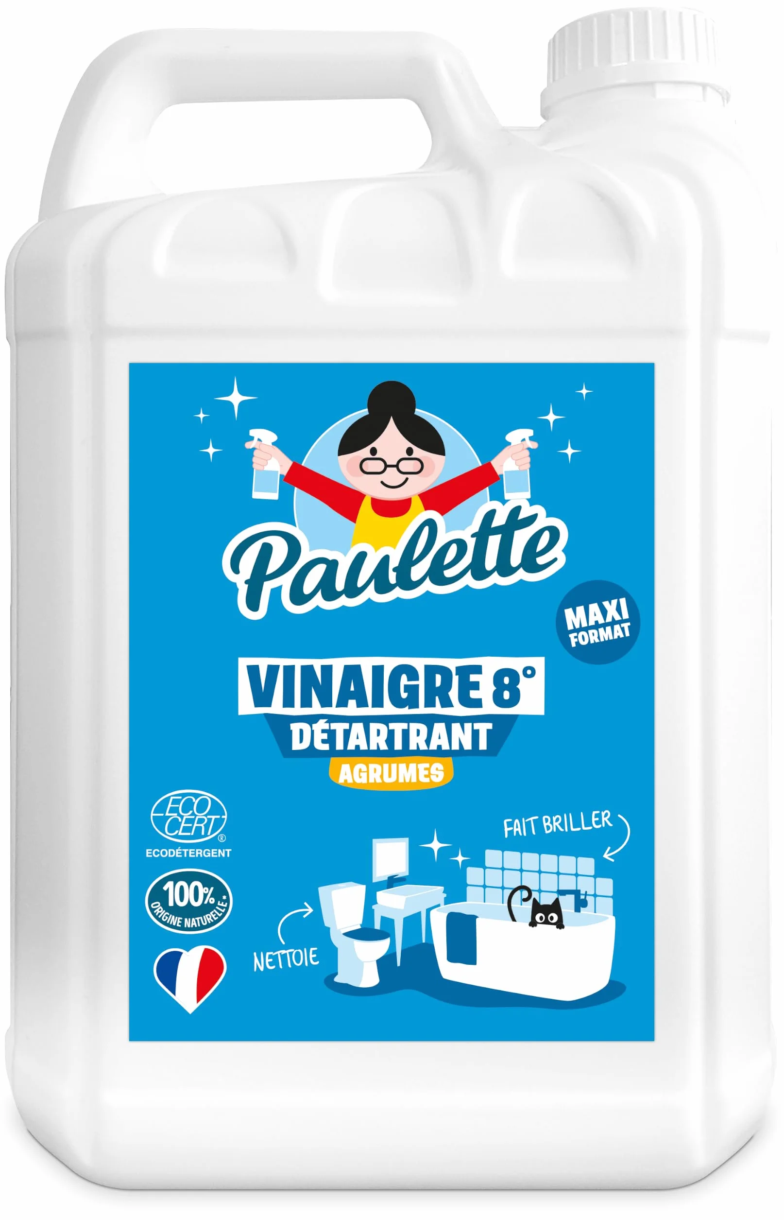 Paulette Vinagre Ménager Limón Descalcificador Multi-Surfaces Ecocert 5 L Producto de limpieza antical