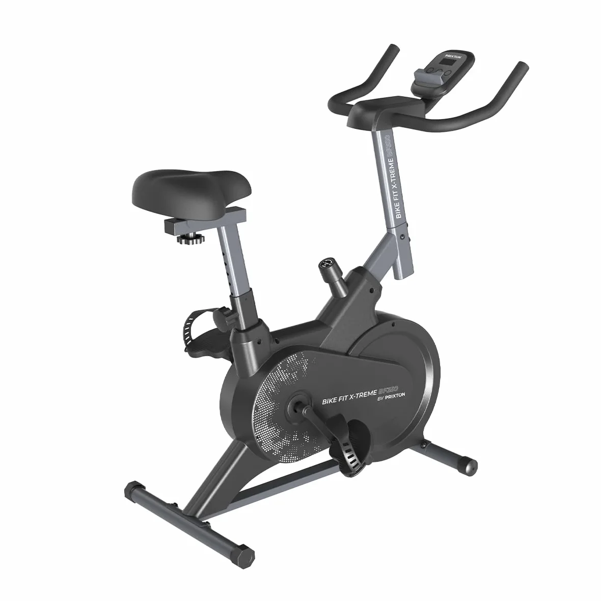 PRIXTON Bicicleta Estática Bike Fit Xtreme para cardio y fitness, Bicicleta de Spinning con Resistencia 6 kg, 7 niveles, Pulsómetro y Pantalla LED, Soporte para dispositivos