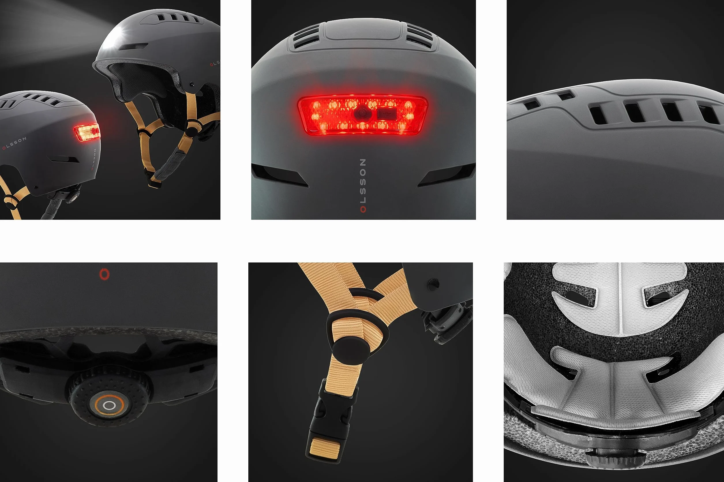 Casco Urban Light OLSSON Ajustable Homologado Resistente Impactos 360º LED Frontal Trasero Forro Desmontable
