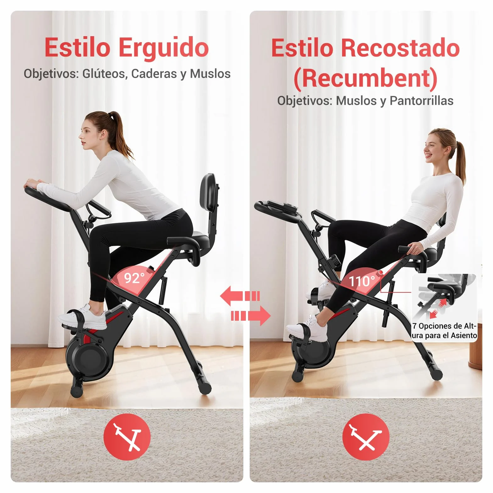 CURSOR FITNESS Bicicleta Estatica para Casa, Bicicleta Estática Silent con Resistencia Ajustable, Manillar y Sillín Ajustables, Pantalla LCD, Sillines Transpirables, para Entrenamiento Cardiovascular