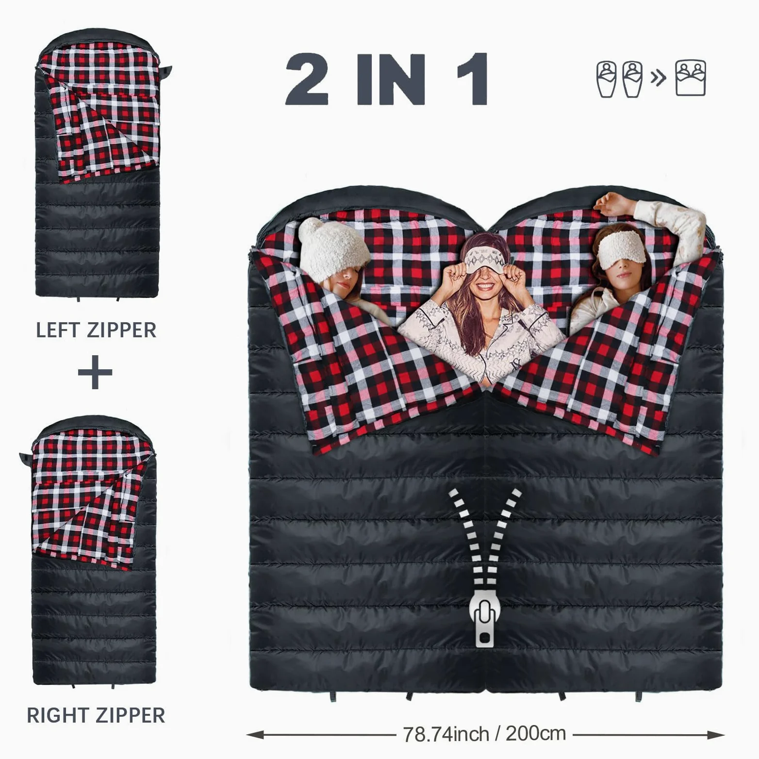XXL Saco de Dormir de Franela para Adultos Extra Grande Saco de Dormir Al Aire Libre Invierno 3-4 Estaciones para Camping Senderismo Aventuras 230 * 100CM