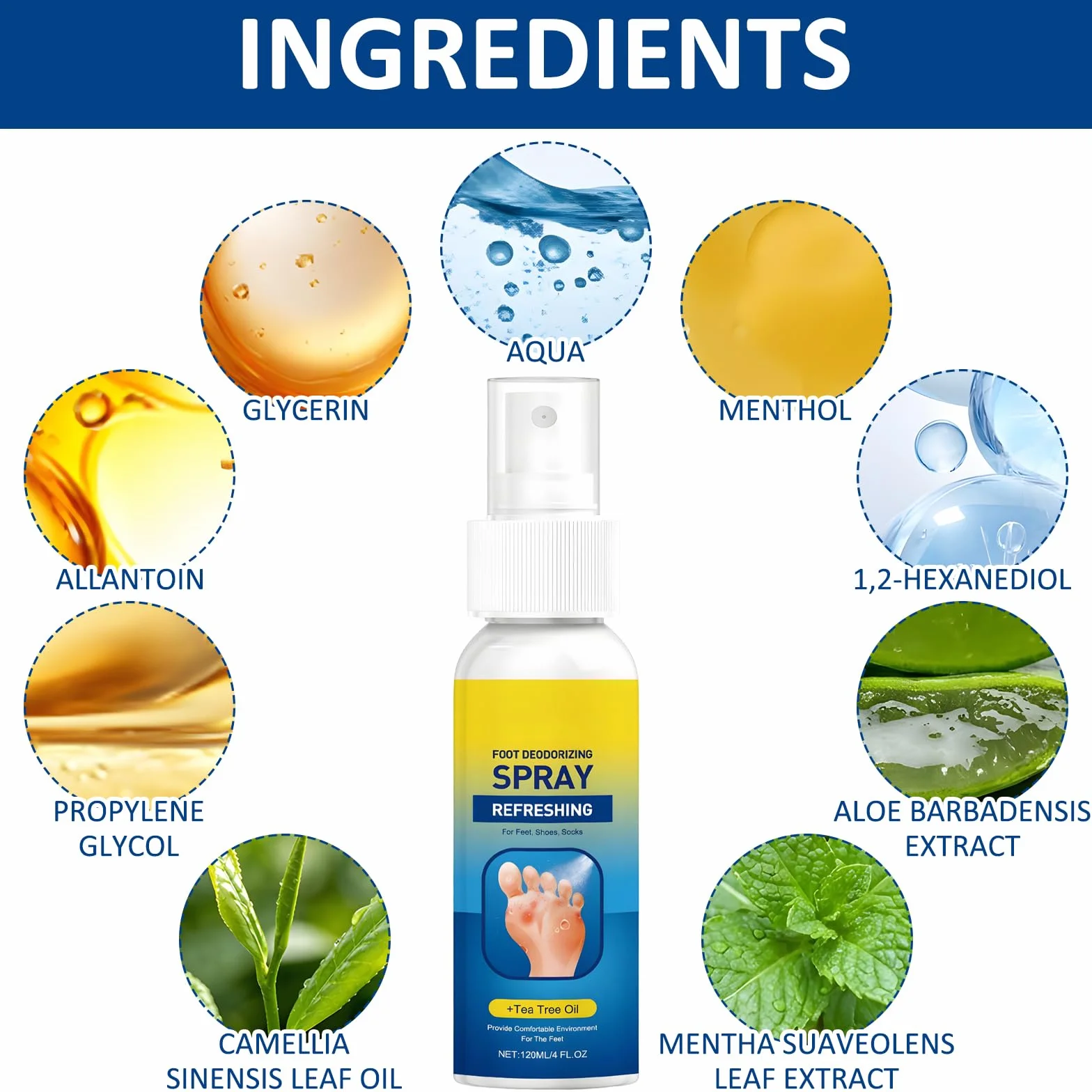 Spray Para Pies Aceite De Árbol De Té 120 ML, Desodorante Para Pies Elimina Mal Olor