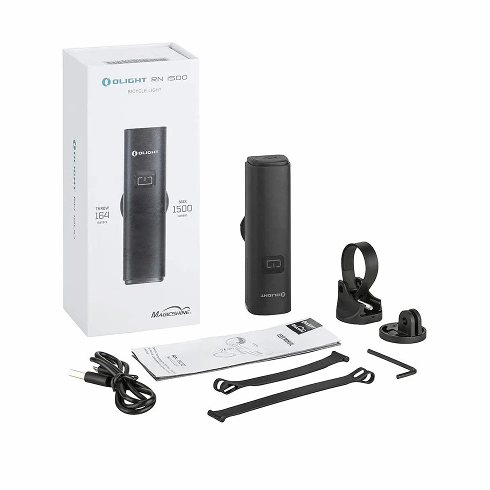 OLIGHT RN 1500 Linterna Delantera de Bicicleta Faro LED de Bici da 1500 Lúmenes Luz Bicicleta Delantera con Batería Recargable, IPX 7,Lámpara de MTB Impermeable y Recargable con USB Cable
