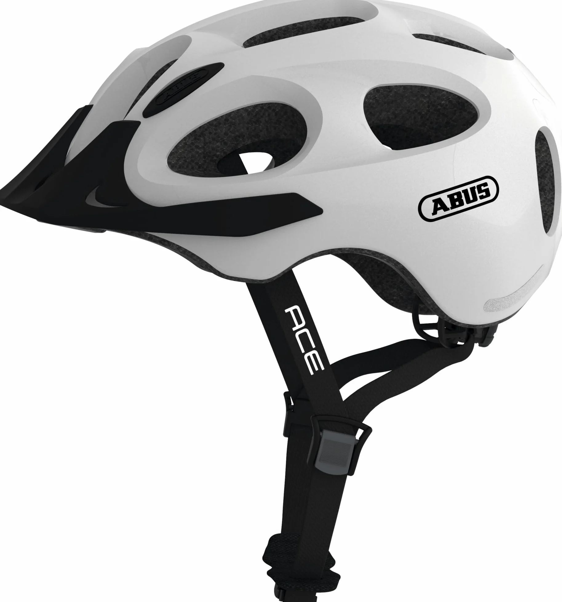 ABUS Casco urbano Youn-I ACE - con luz trasera LED integrada - casco para bicicleta de uso diario - para hombres y mujeres - blanco brillante, S (48-54 cm) | Casco Unisex Adulto, Sistema Zoom Evo Adult, 17 Entradas de Ventilación, Carcasa EPS y PC