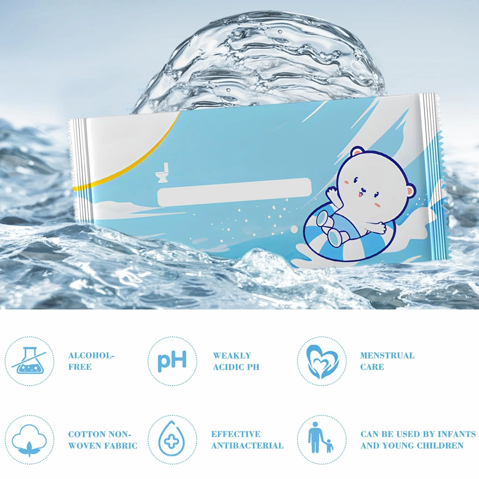 Papel Higiénico Húmedo 150 Piezas Tamaño De Viaje, Paños Húmedos Individuales, Fórmula De Agua Pura, No Irritante