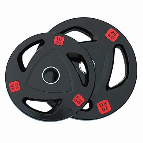 2 "Placas de peso olímpico, 3 orificios de 3 orificios de 50 mm Diámetro de la mano Placas de barra de goma, placas de hierro fundido Inicio Equipo de gimnasio, for levantamiento de pesas