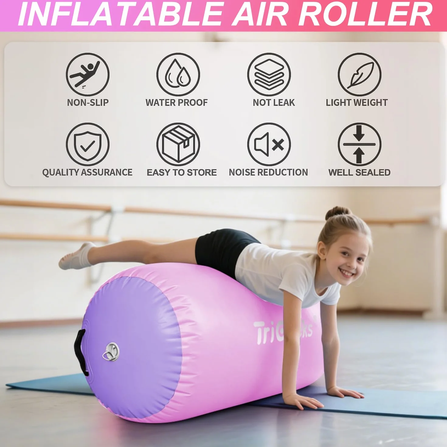 Colchoneta inflable para gimnasia con rodillo de aire, yoga, entrenamiento