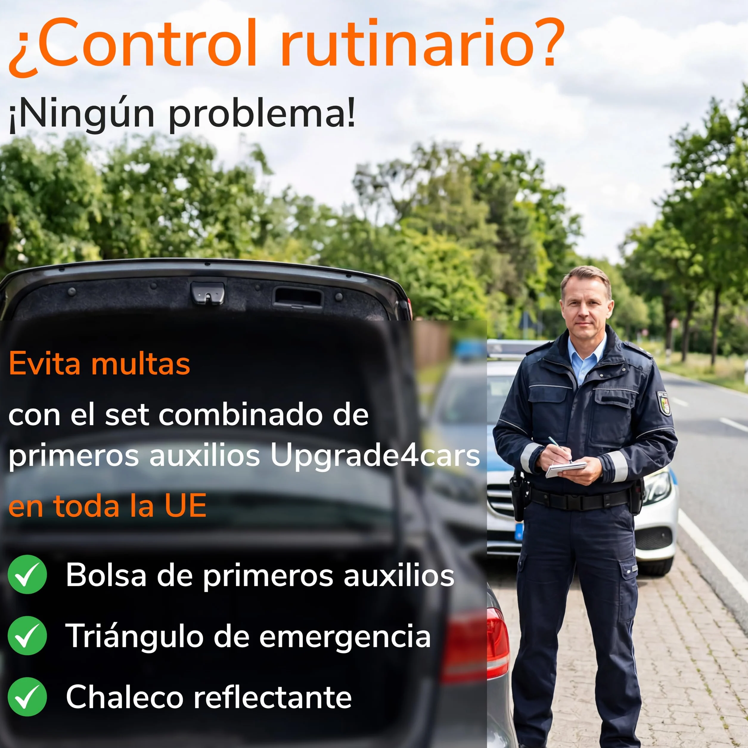 Upgrade4cars Botiquín de Primeros Auxilios Coche 2026 Triángulo Emergencia Chaleco Reflectante DIN 13164
