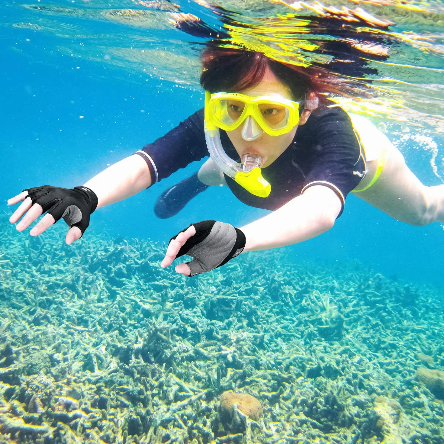 FitsT4 Sports Guantes de Surf Guantes Acolchados Antideslizantes de 3/4 Dedos para esquí acuático, piragüismo, Windsurf, Kitesurf, Vela, Kayak y Surf de Remo